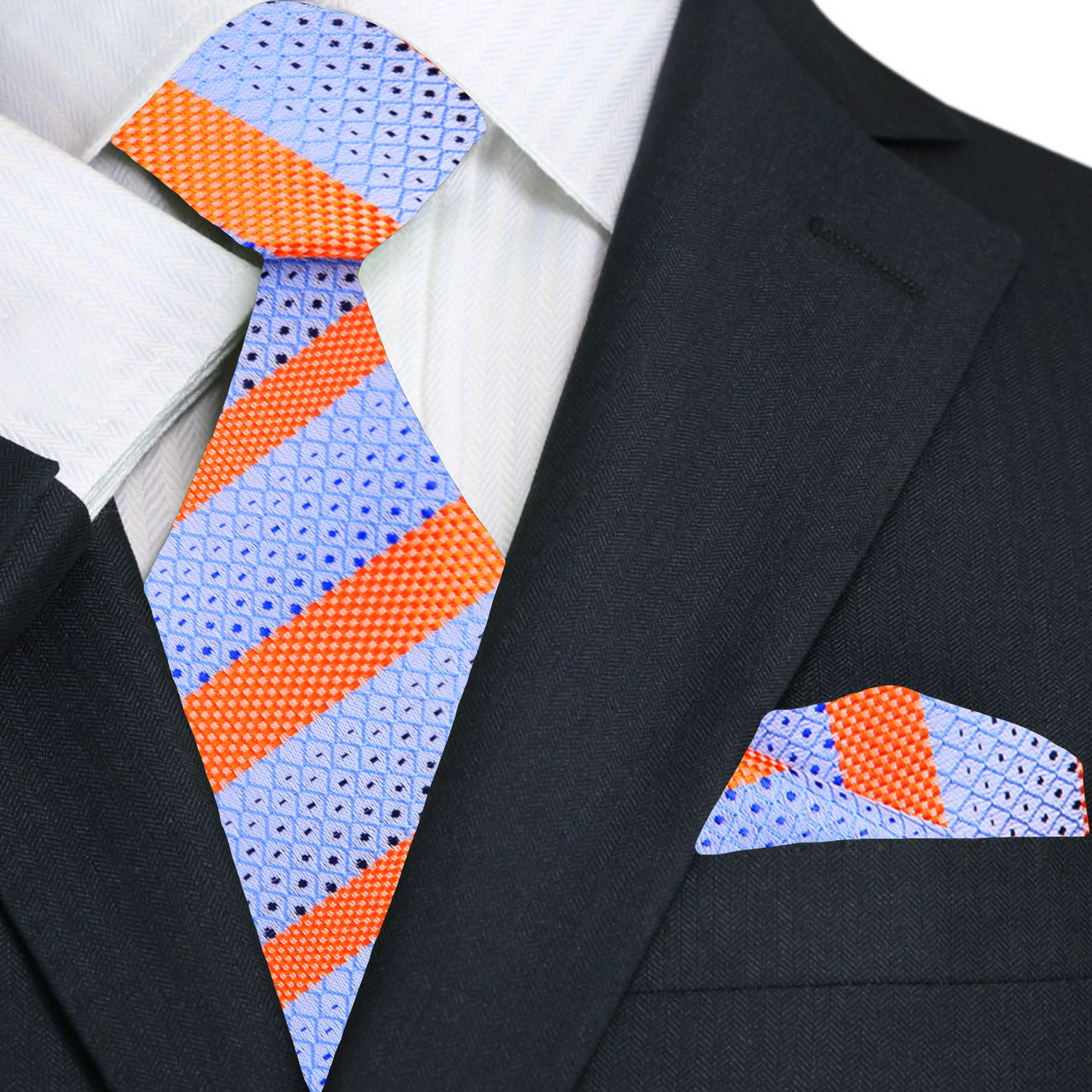 Man wearing striped tie with navy suit at a wedding ceremony