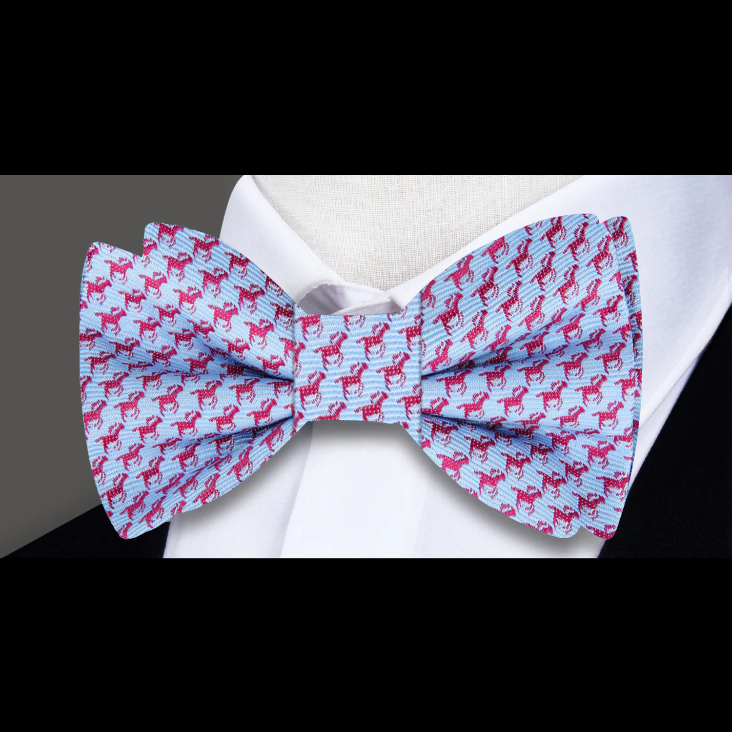 Fashionable blue and red race horse bow tie for parties and horse racing events