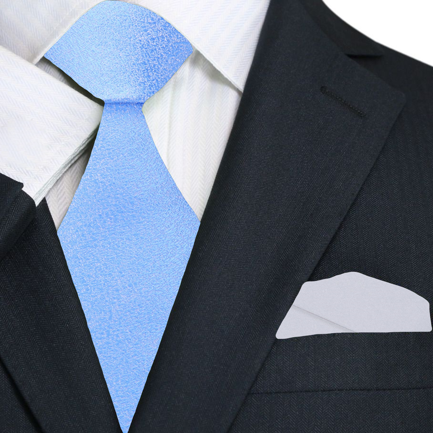Fashionable light blue tie paired with a white dress shirt for a formal event