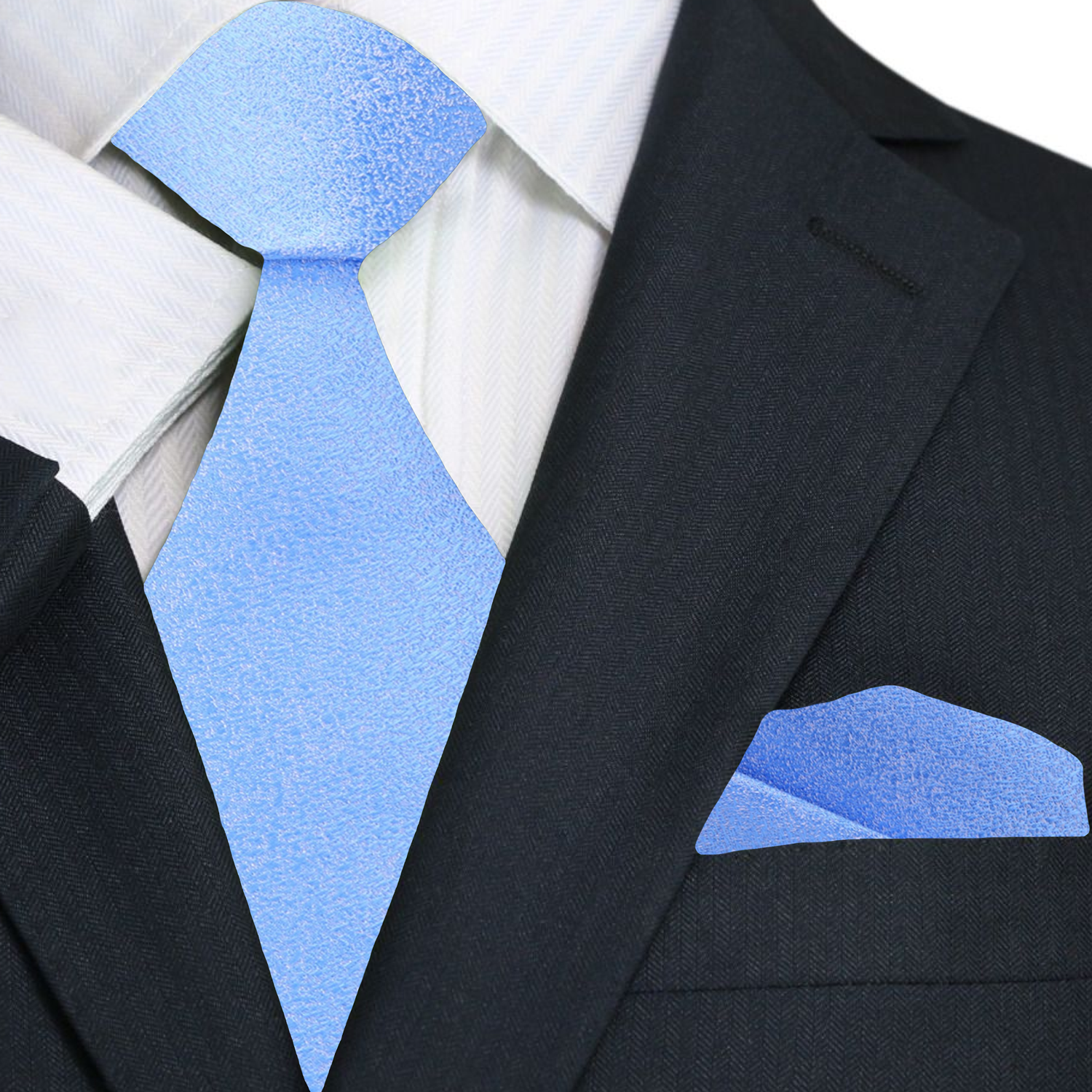 Fashionable light blue tie paired with a white dress shirt for a formal event