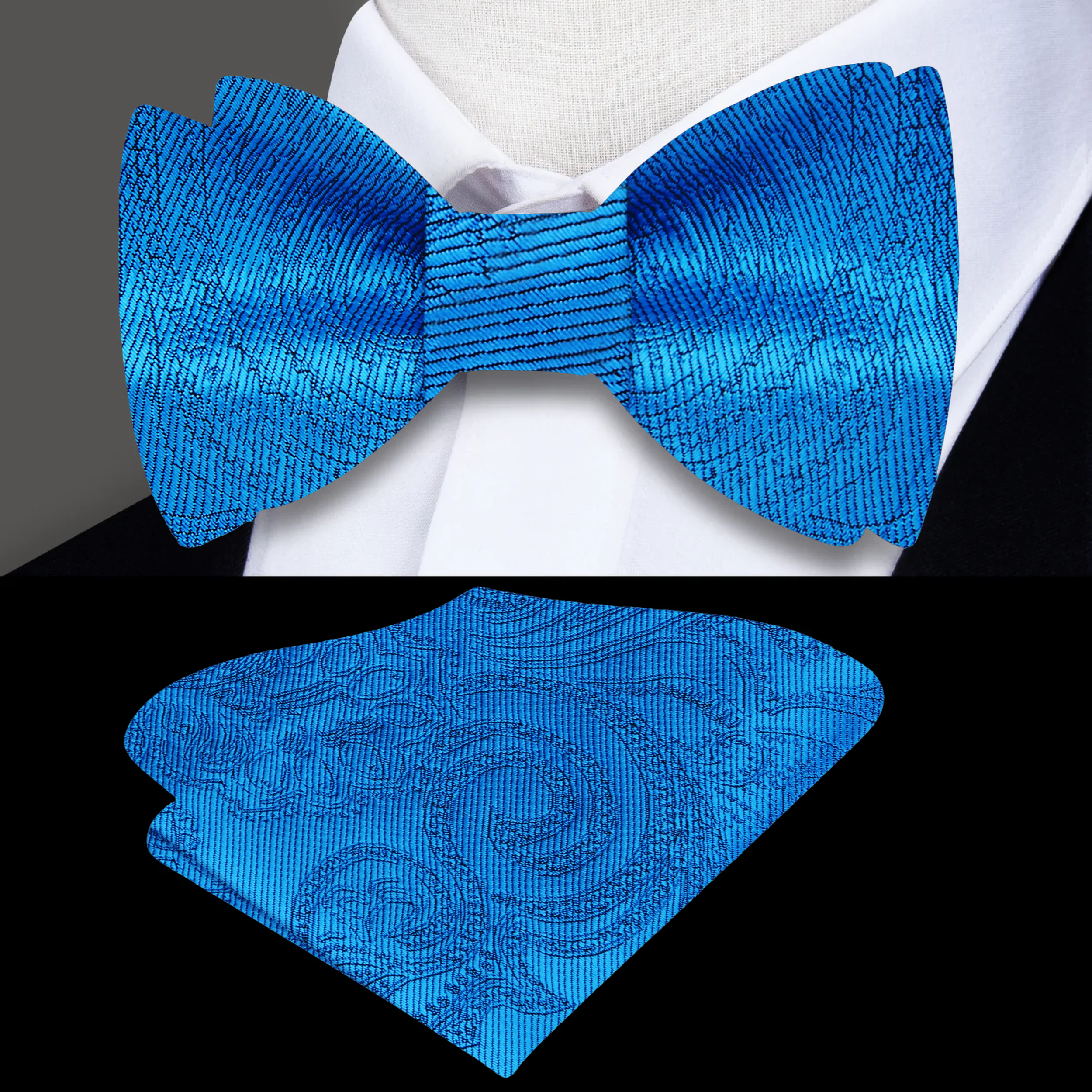 Elegant purple paisley bow tie worn at a wedding ceremony
