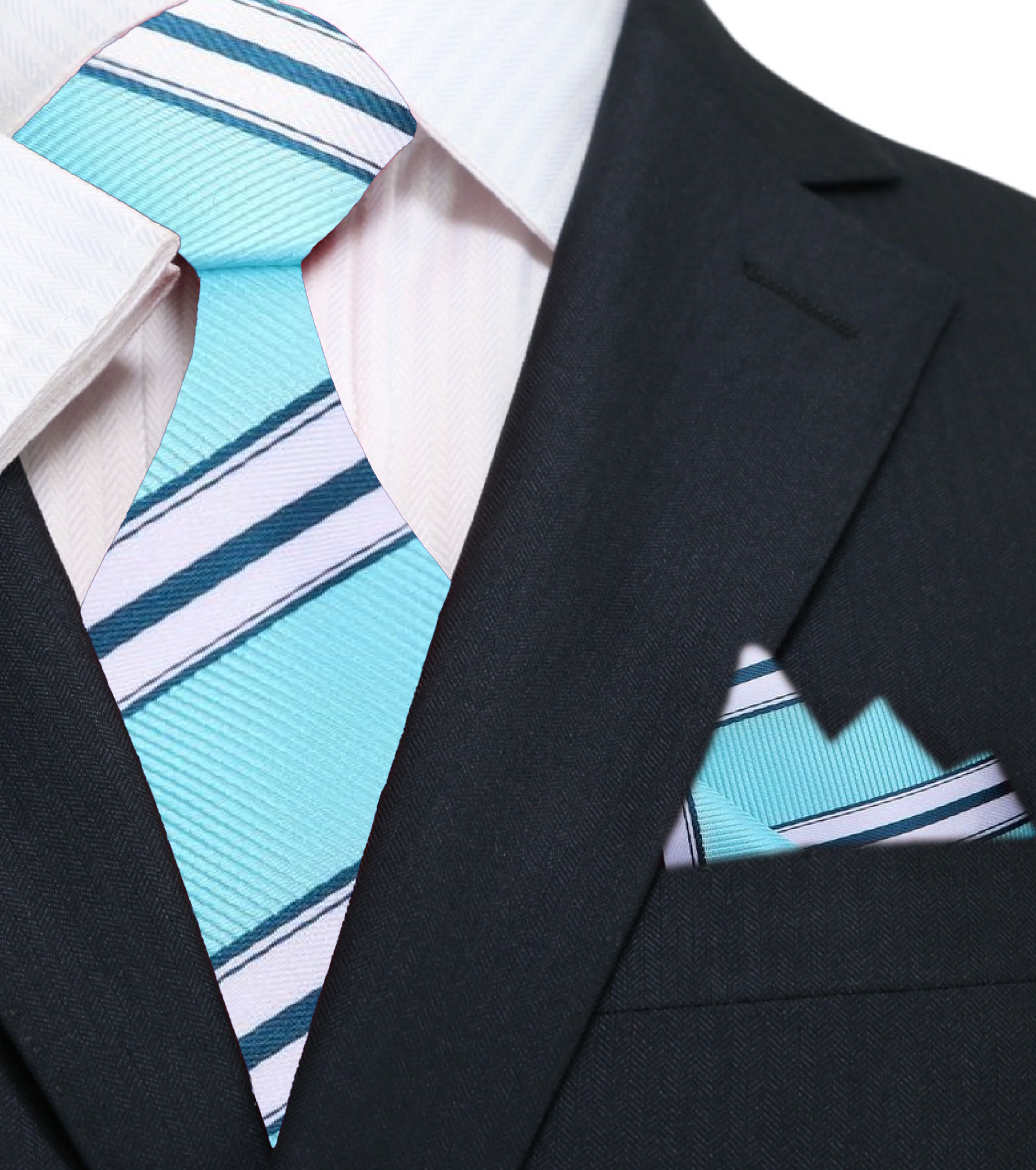Man wearing Brisbane Stripe Necktie with a navy suit at a wedding