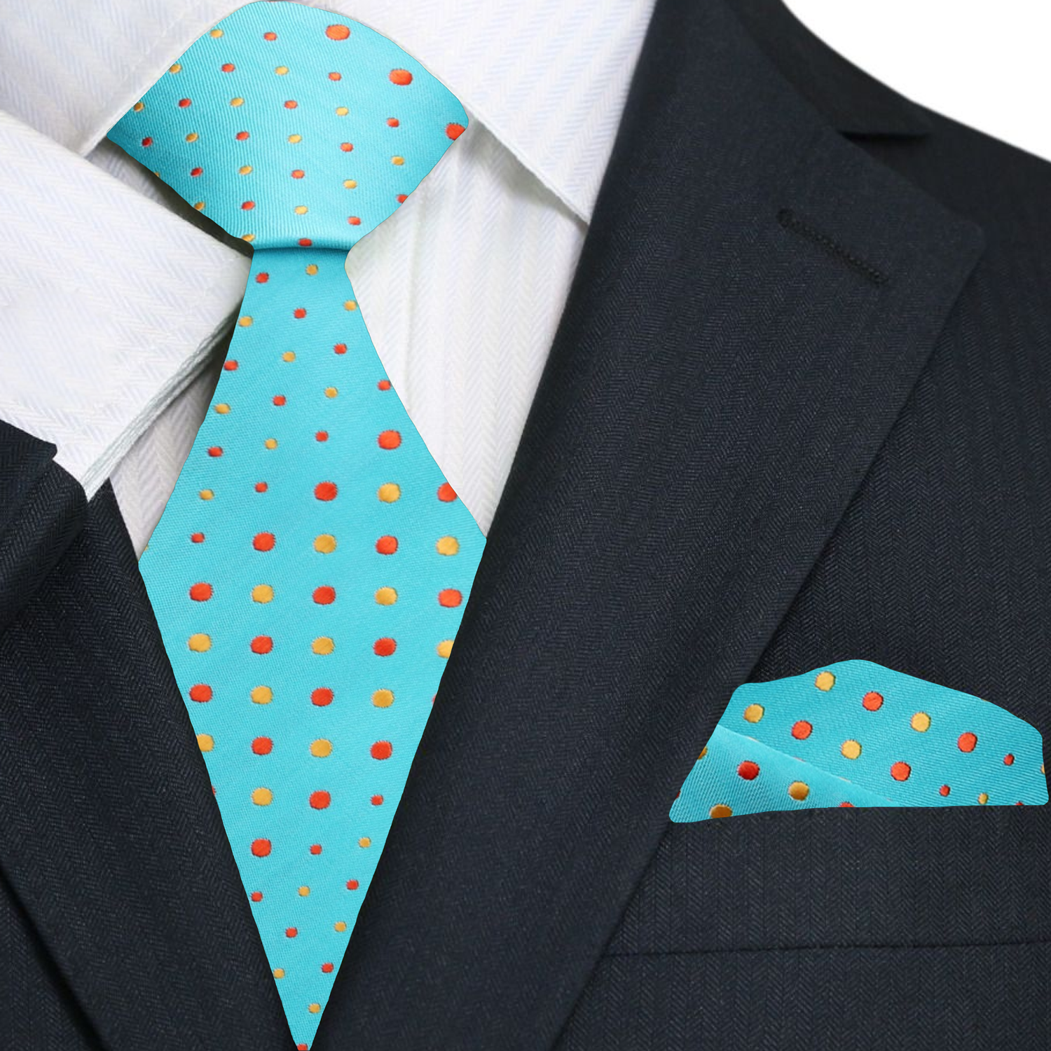 Elegant mens silk tie styled with a modern suit and matching pocket square