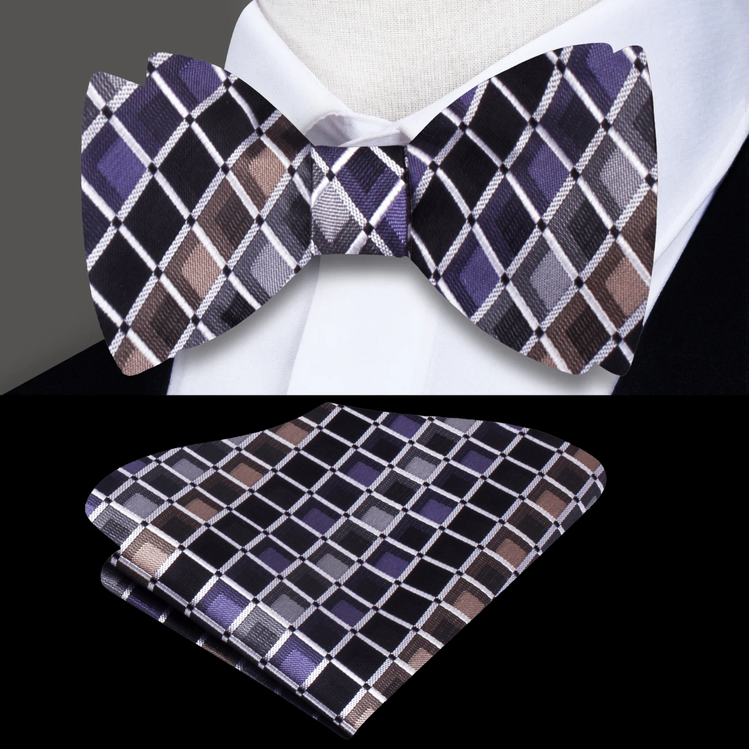 Styled shot of the bow tie with a dress shirt and blazer for formal events