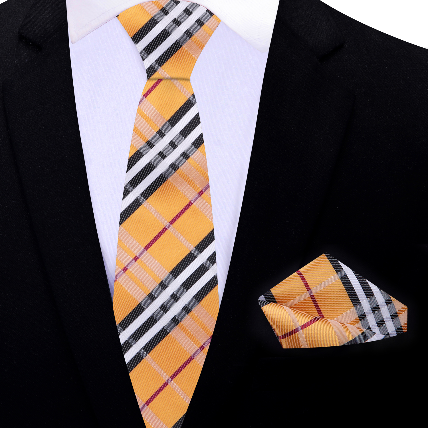 Flat lay of the silk necktie with matching pocket square, ideal for weddings and semi-formal gatherings
