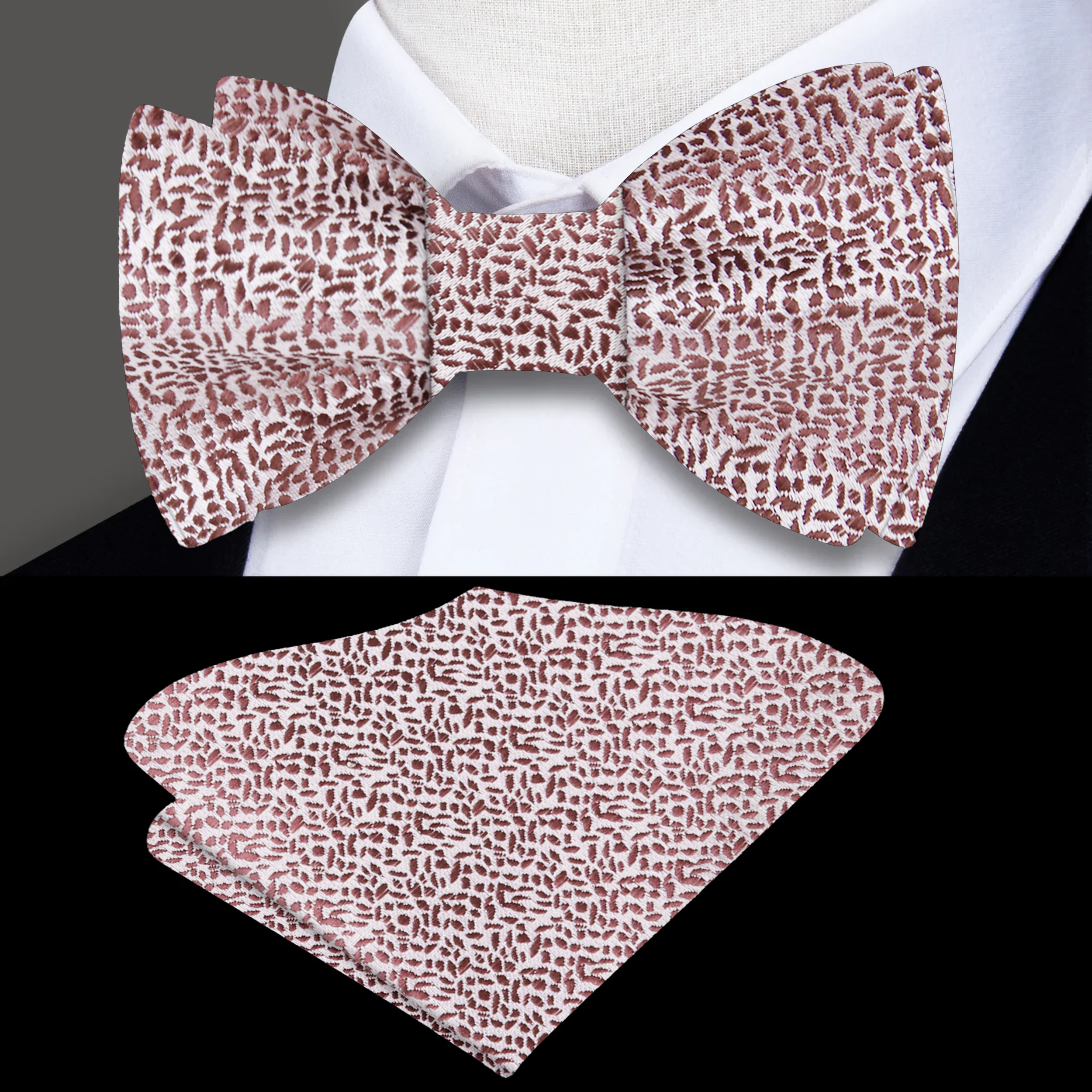 Man adjusting a classic self-tie silk bow tie for a formal event