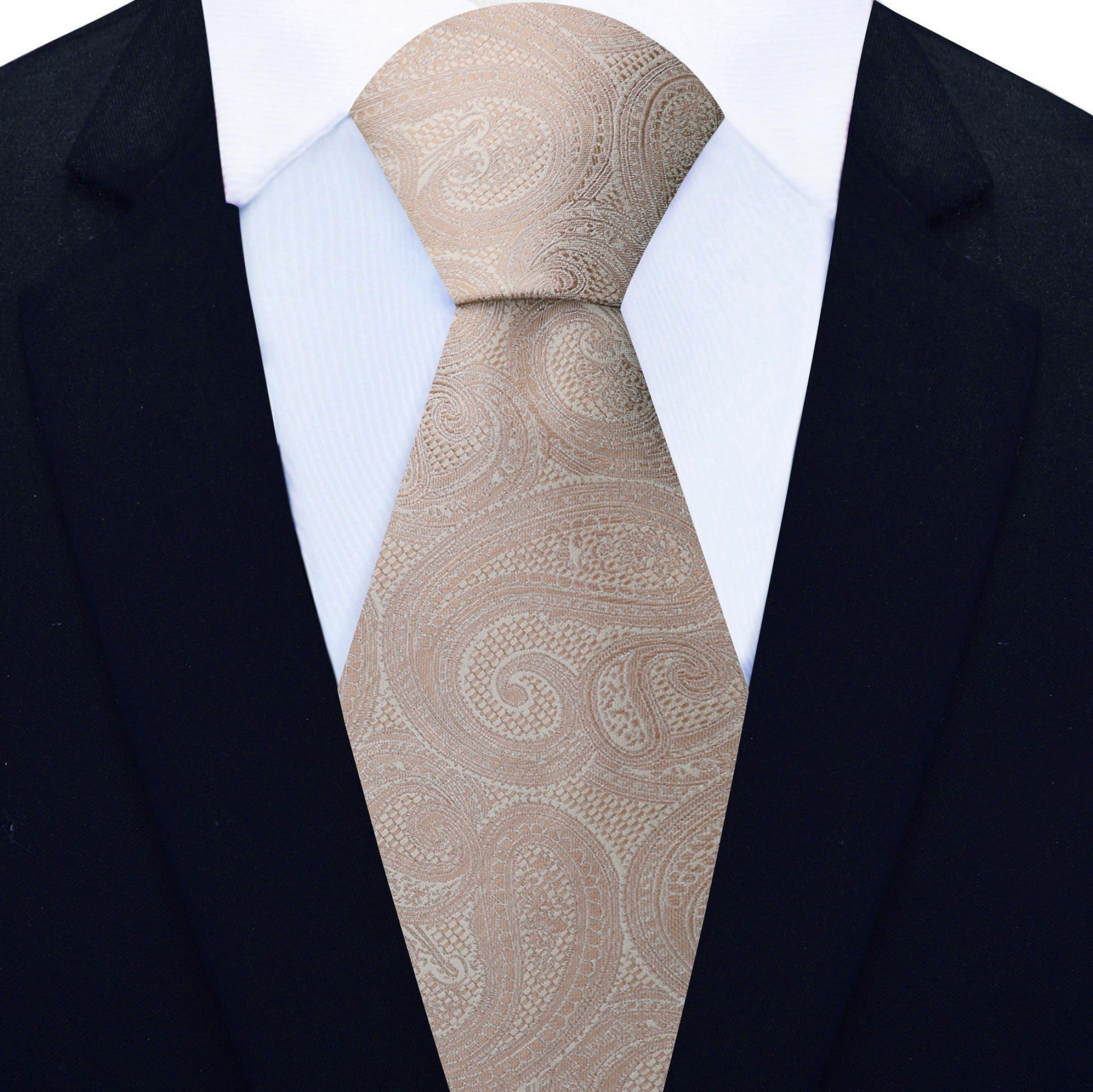 Fashionable textured paisley tie in light brown for weddings and formal events
