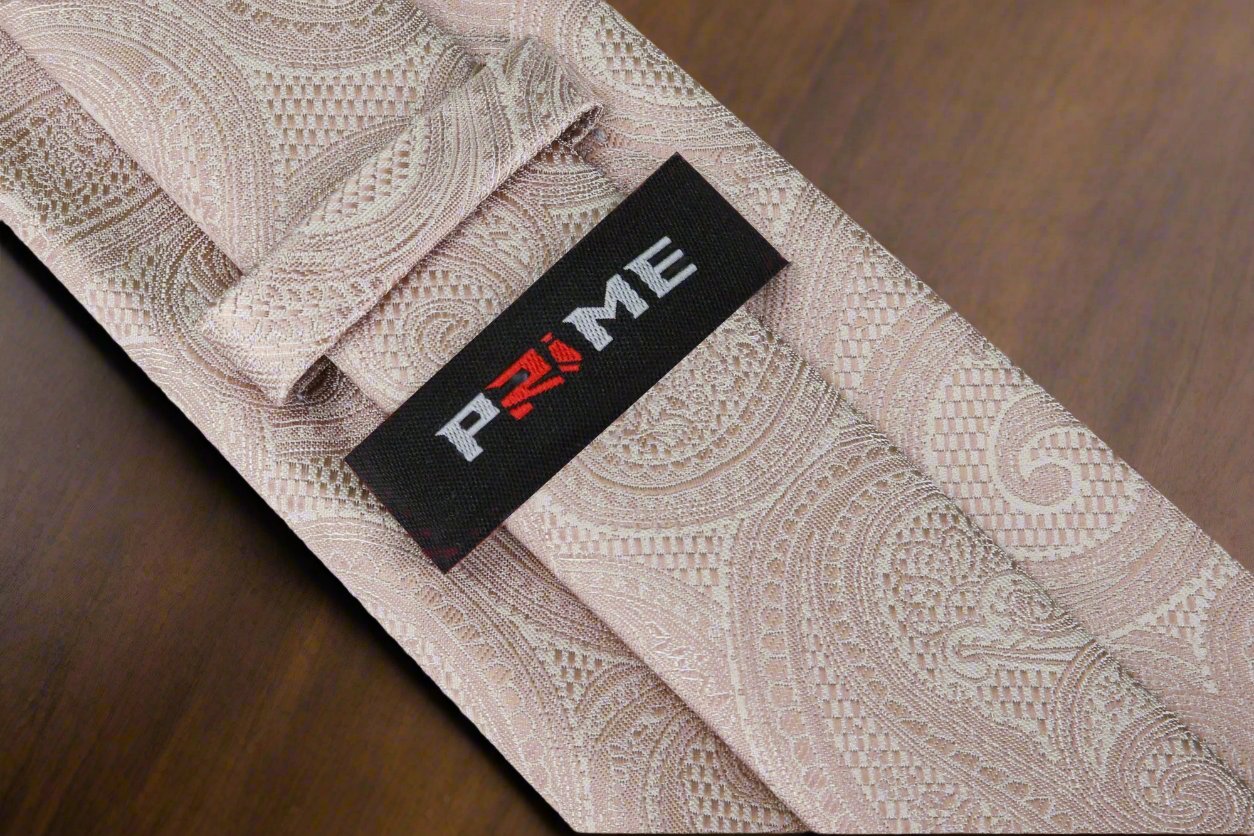 Fashionable textured paisley tie in light brown for weddings and formal events