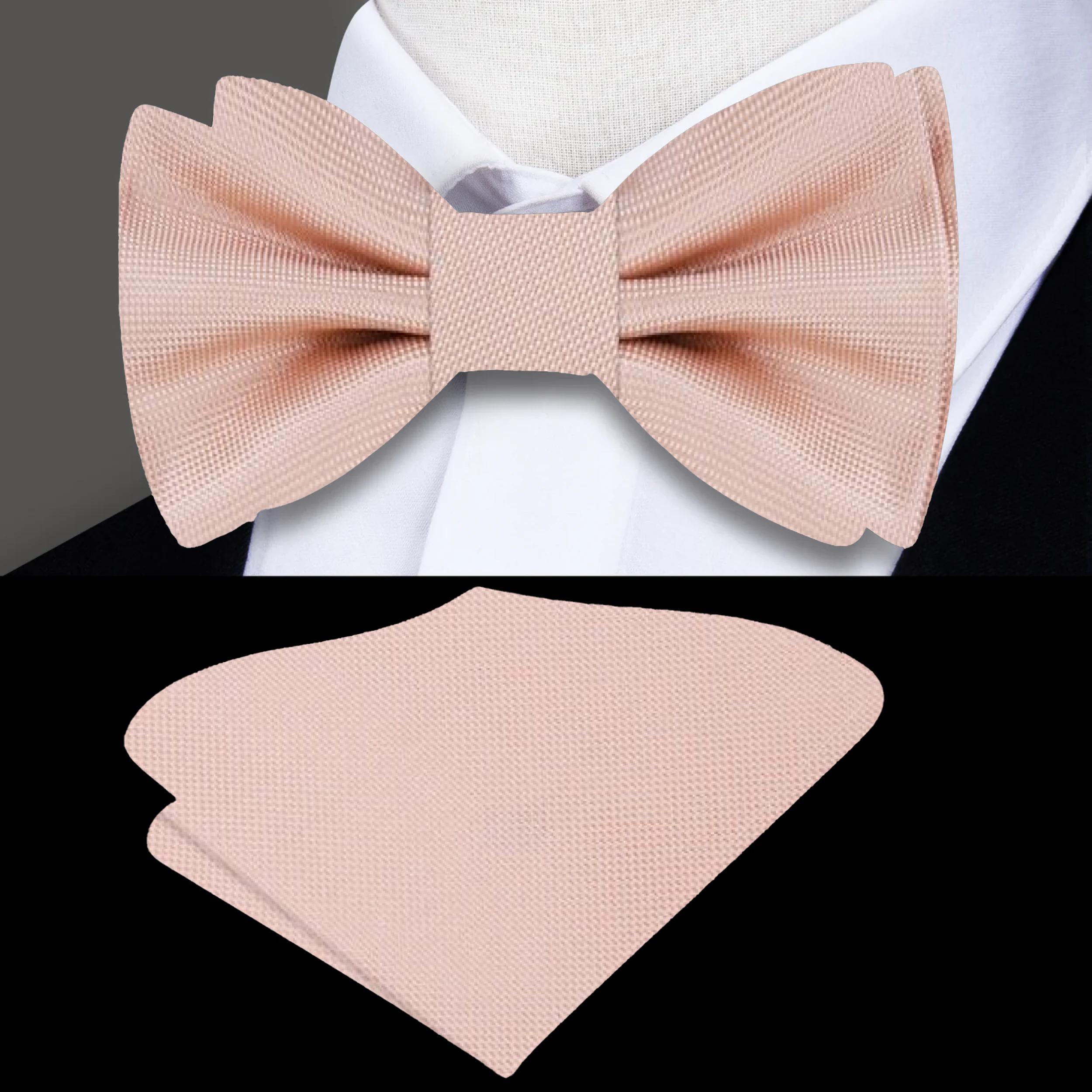 Self-tie bow tie in classic black, suited for tuxedos.