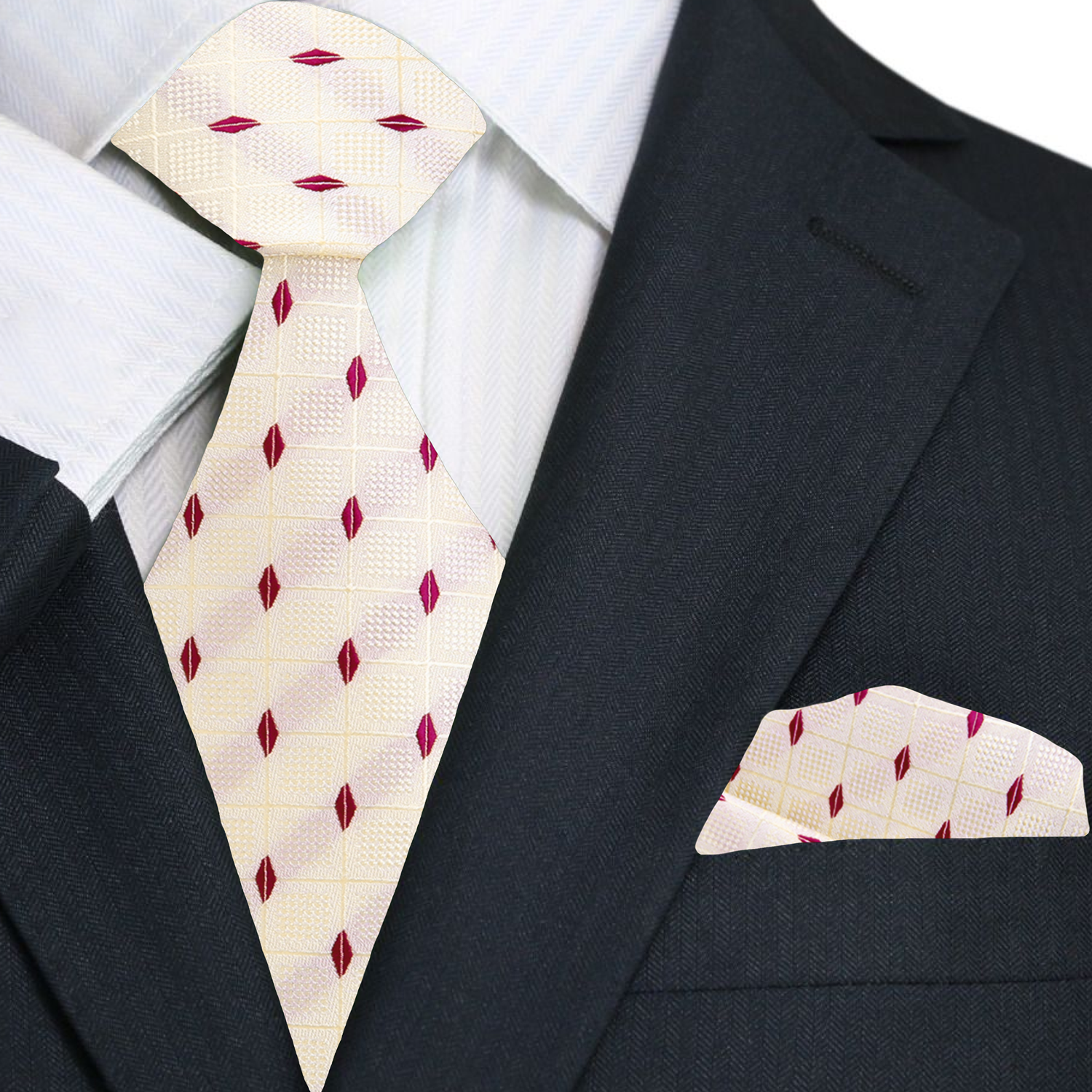 Stylish pairing of the elegant silk tie with a charcoal grey suit at a wedding