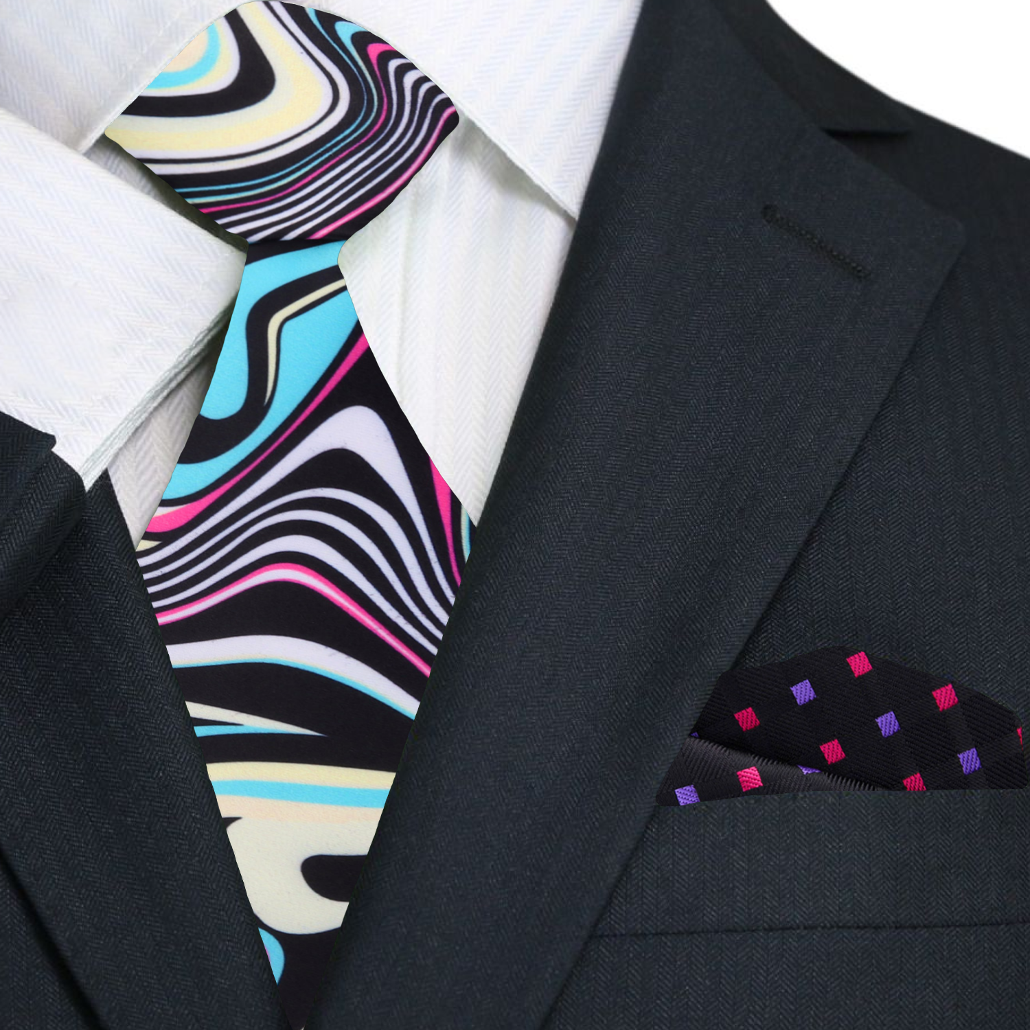Man wearing colorful necktie at a wedding reception