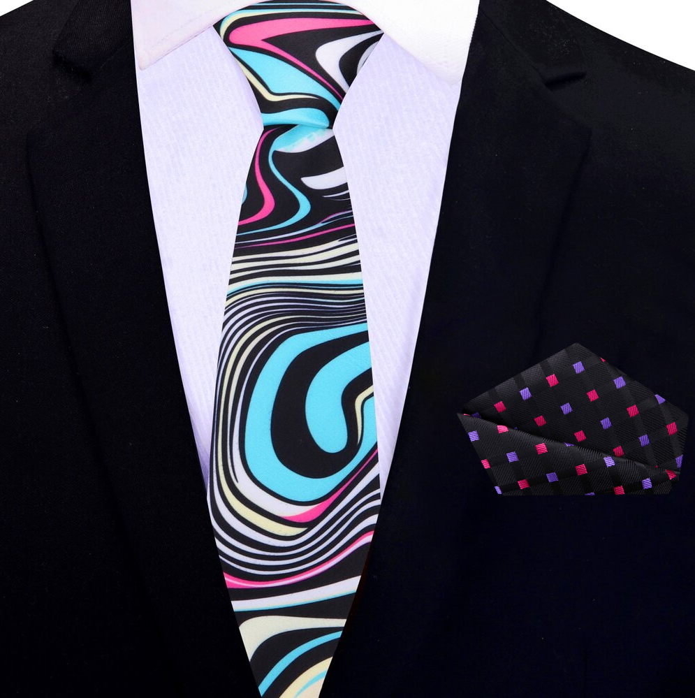 Stylish modern silk necktie with abstract swirl design
