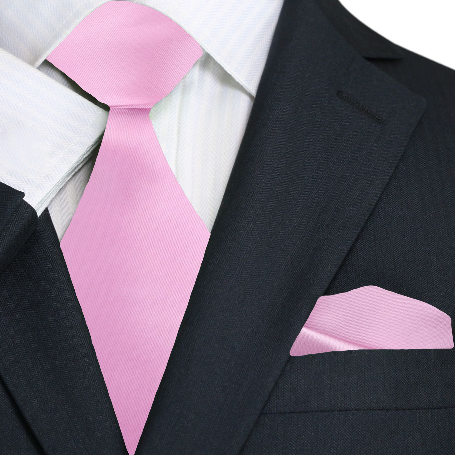 Close-up of a luxurious silk tie in deep navy, highlighting its fine craftsmanship and sheen.