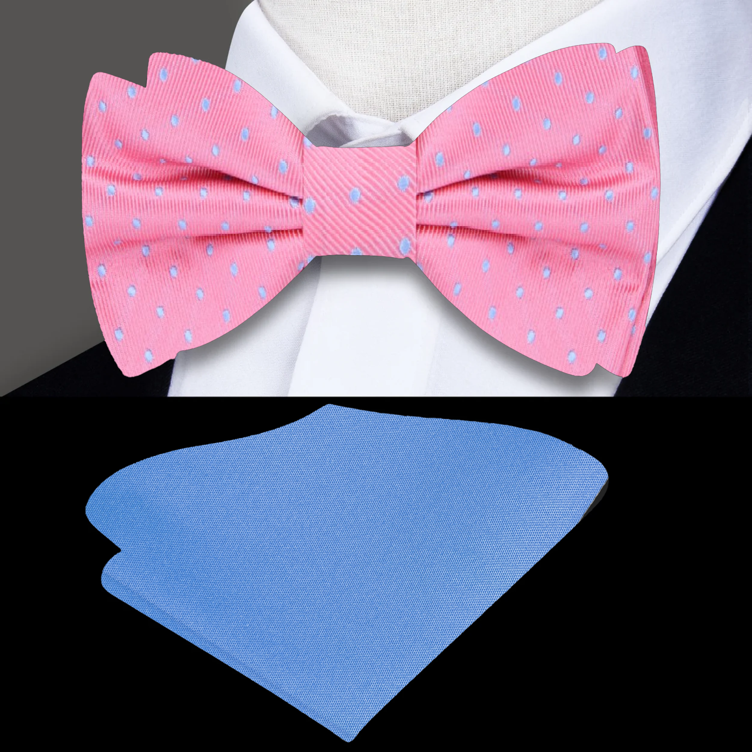 Elegant silk bow tie with playful polka dots paired with a white dress shirt
