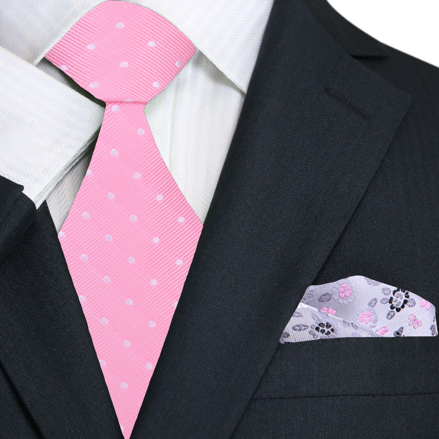 Light pink necktie styled with white dress shirt and charcoal suit for business meetings