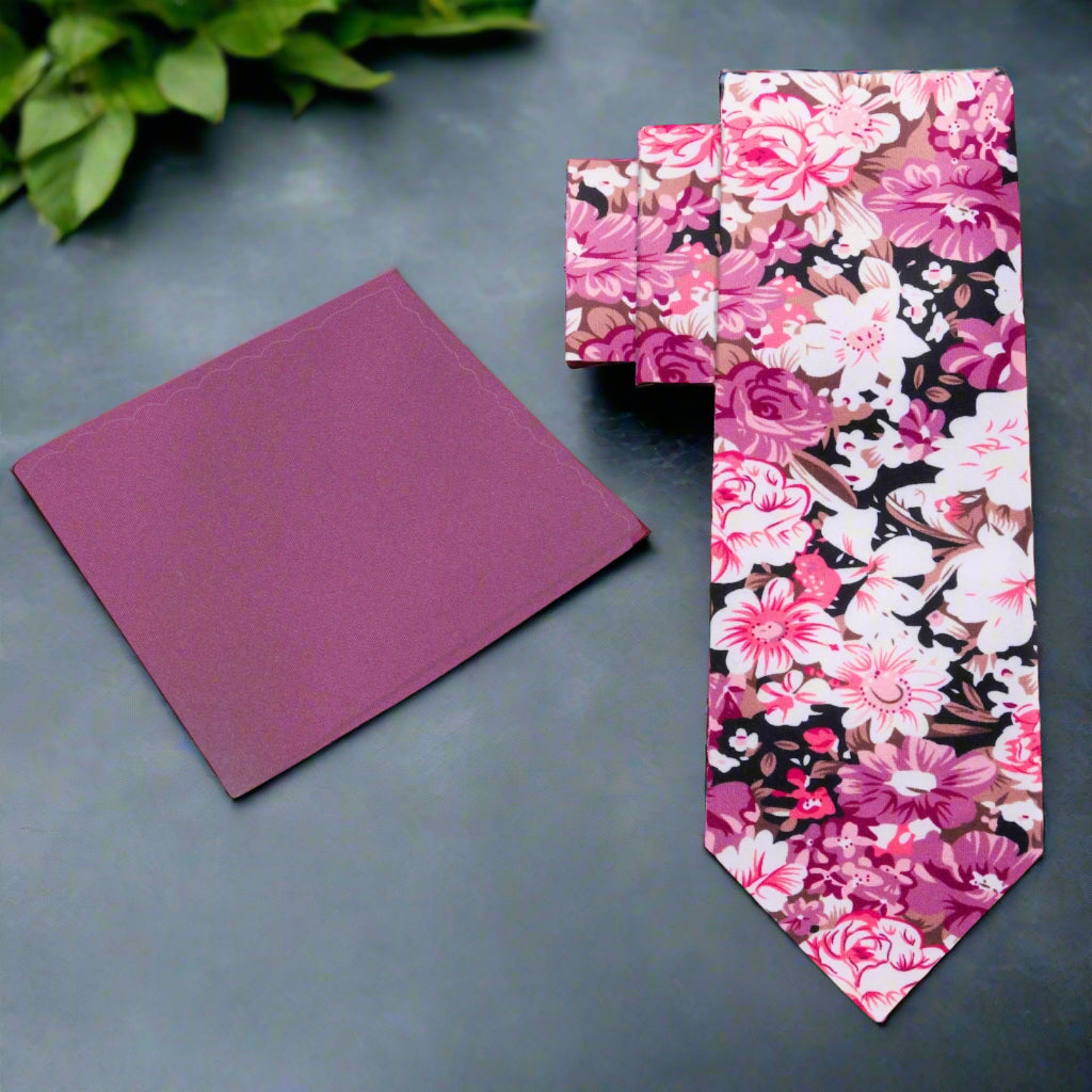 Floral bow tie in pink and brown tones, perfect for garden parties and weddings.