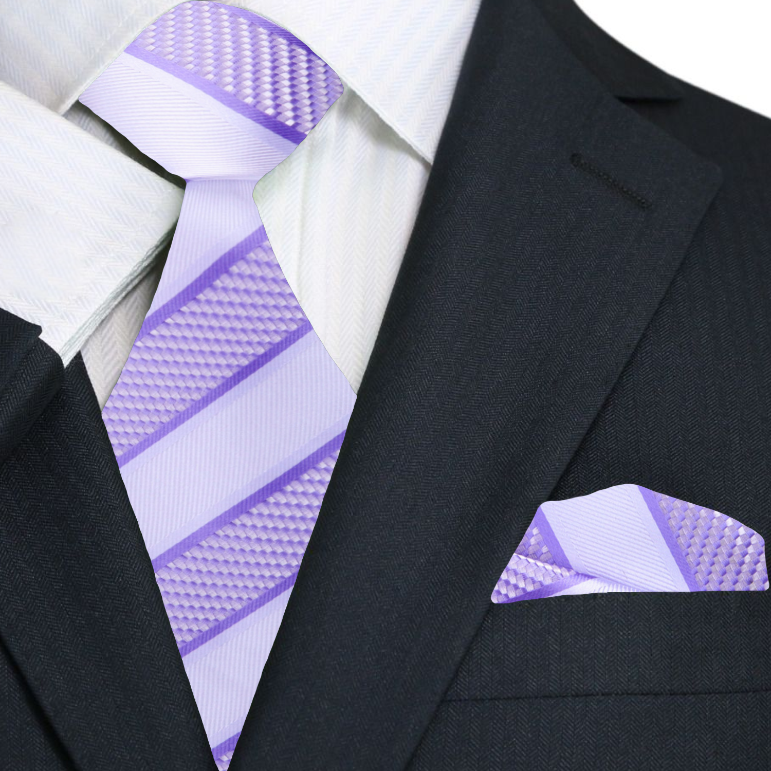 Elegant silk necktie and handkerchief set displayed on a wooden surface for networking events
