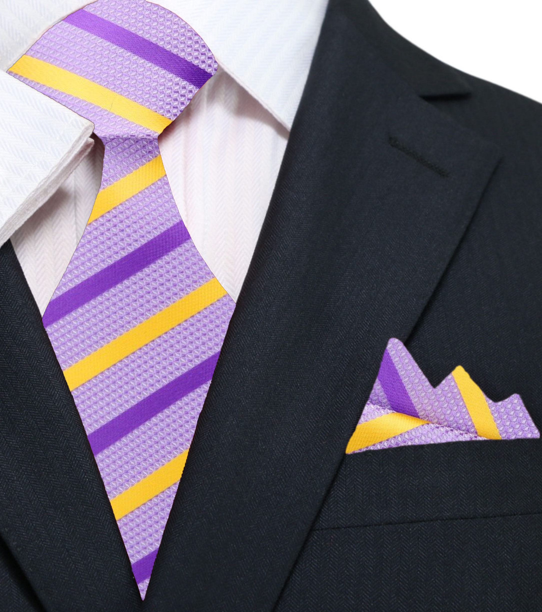 Man wearing striped necktie with a white dress shirt for a wedding