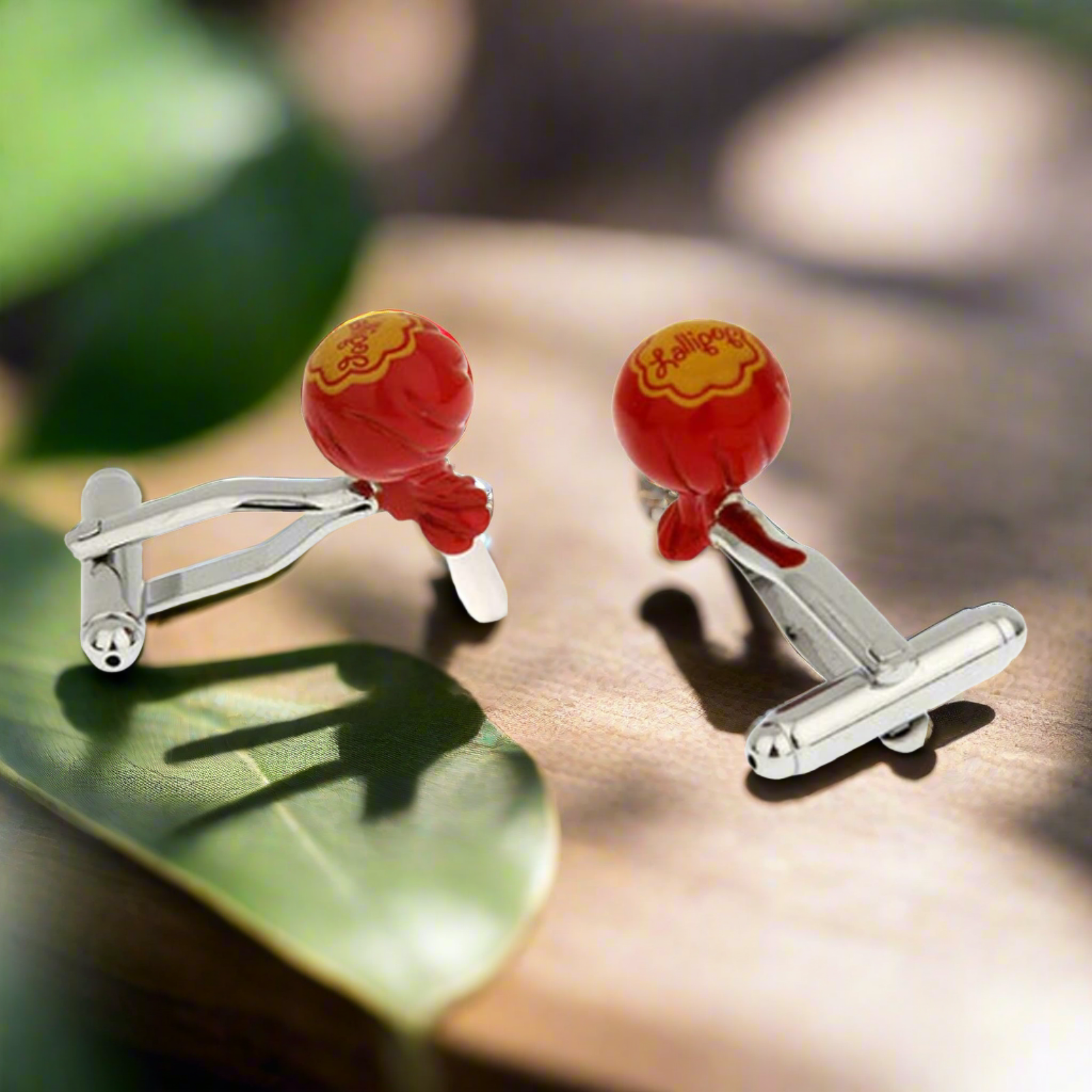 Side view of zinc alloy lollipop cufflinks, emphasizing their craftsmanship and attention to detail.