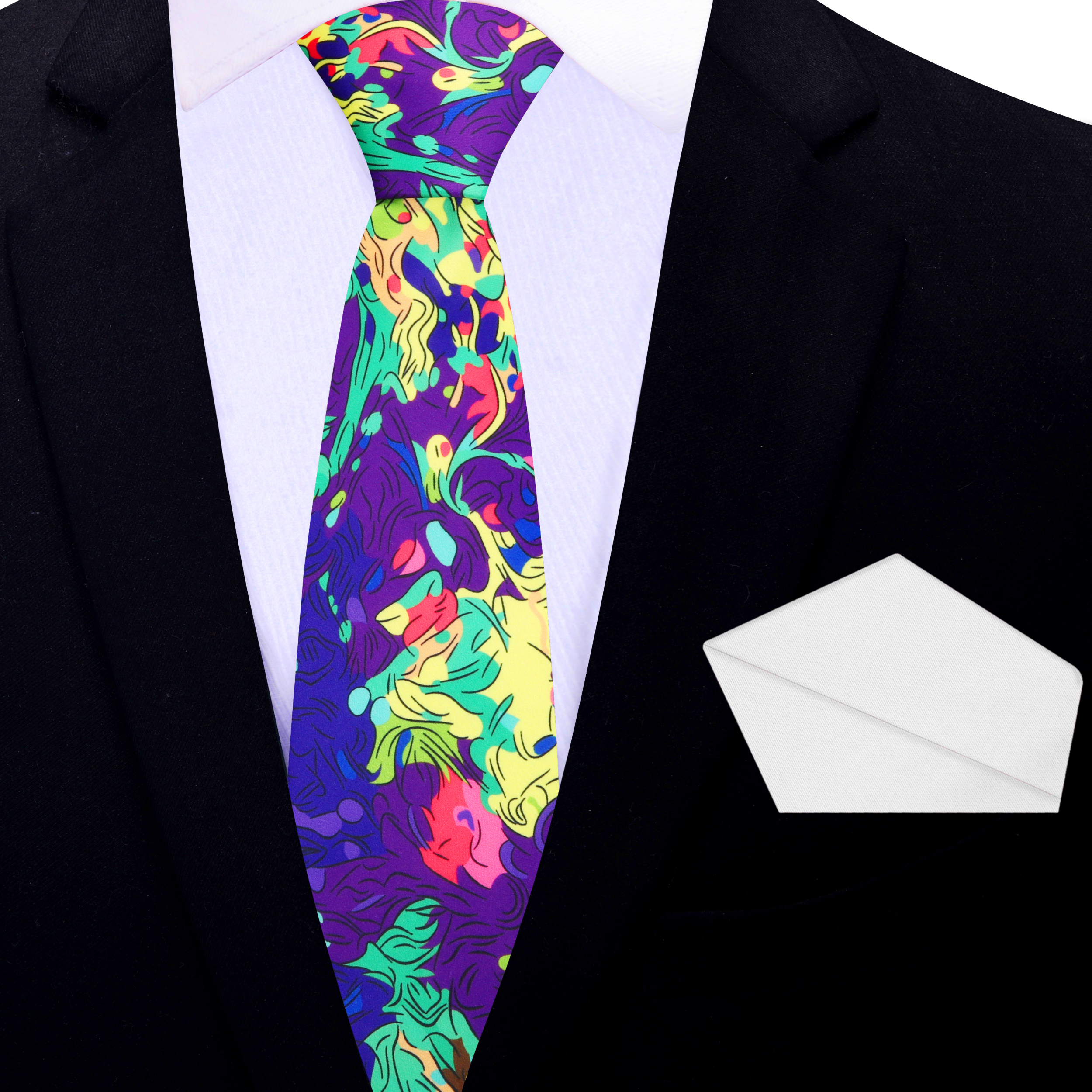 Close-up of the Artisan Mosaic Abstract Tie showing intricate design and silk texture.