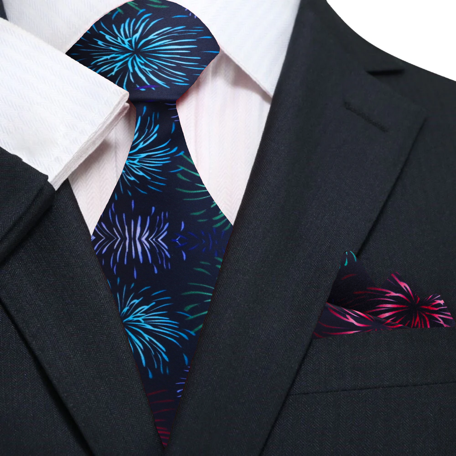 Silk fireworks pattern necktie with vibrant colors for men