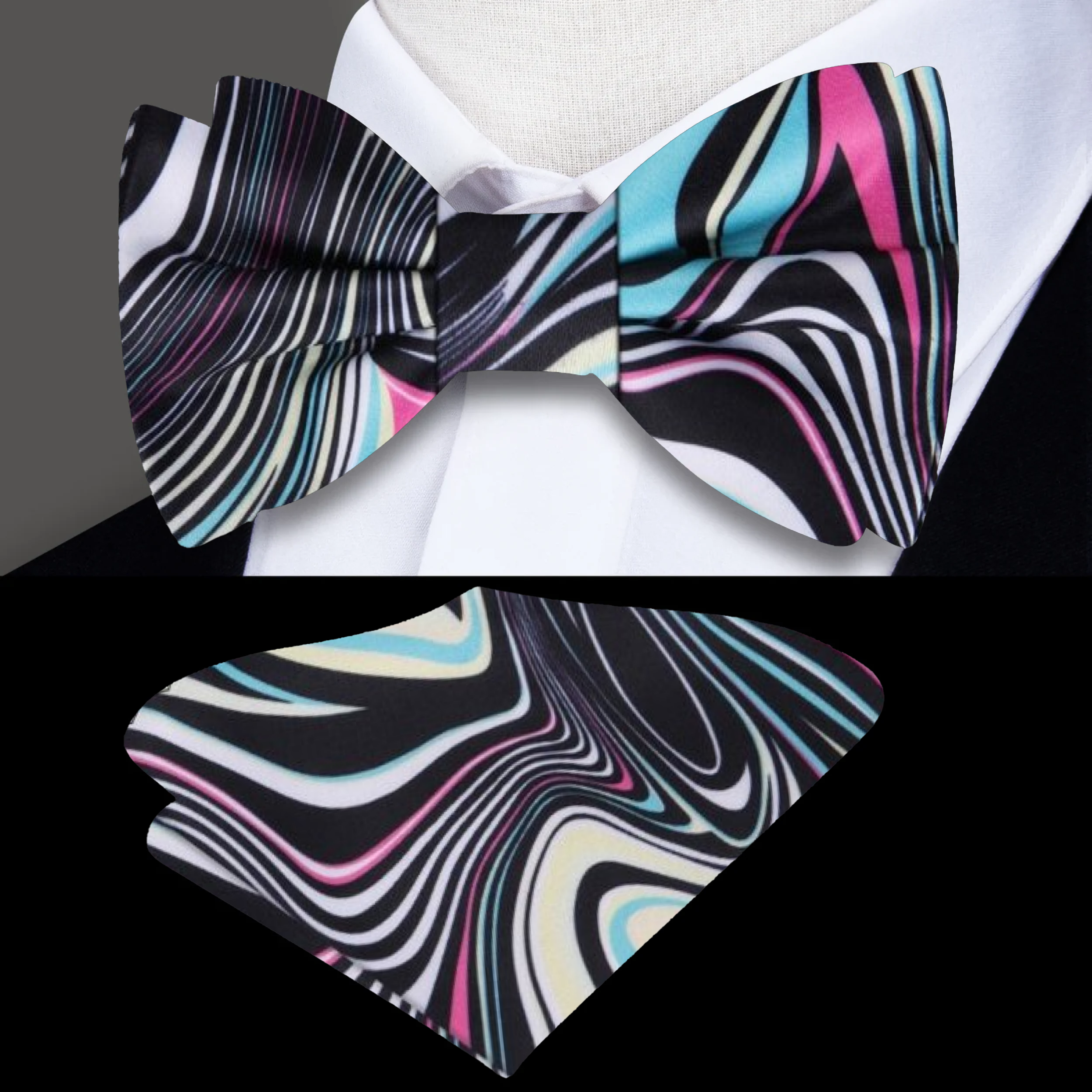 Silk bow tie styled with white dress shirt for wedding