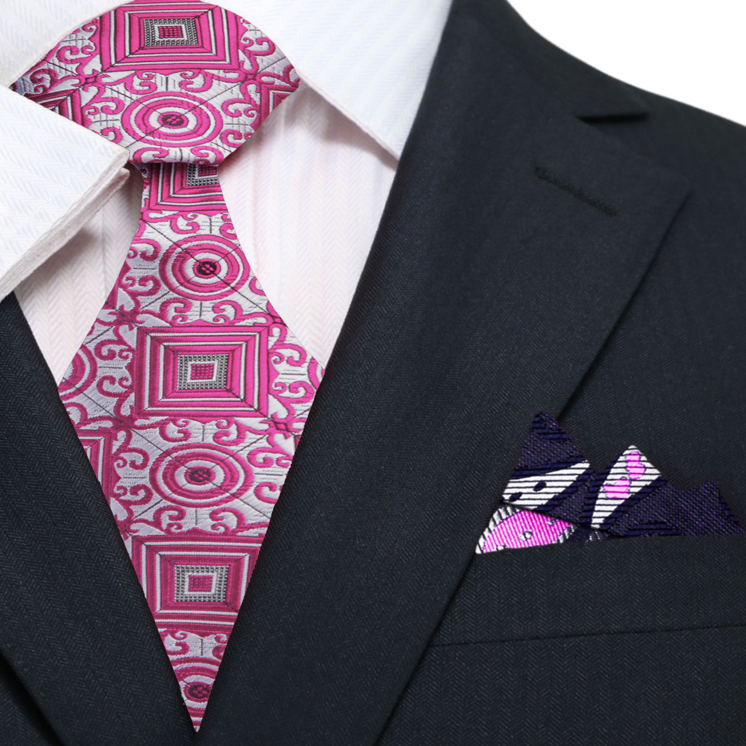 Styled with a white dress shirt and charcoal suit, stylish mens necktie for business meetings