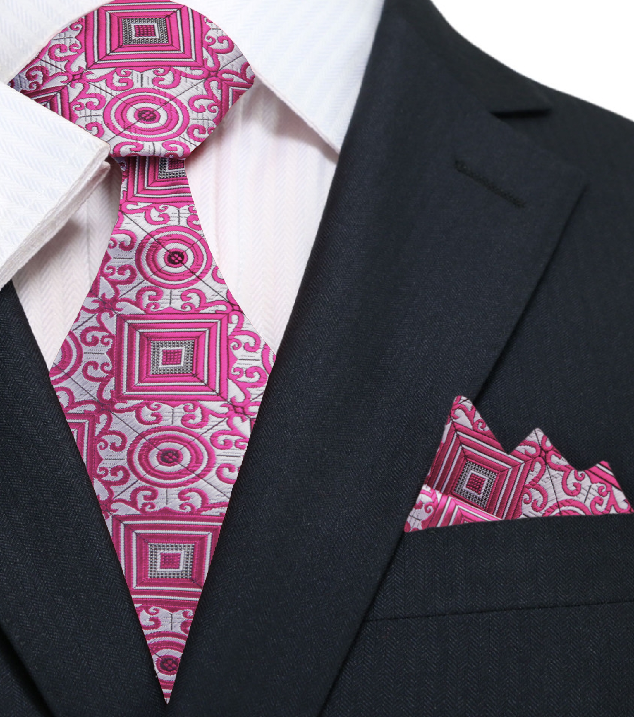 Styled with a white dress shirt and charcoal suit, stylish mens necktie for business meetings