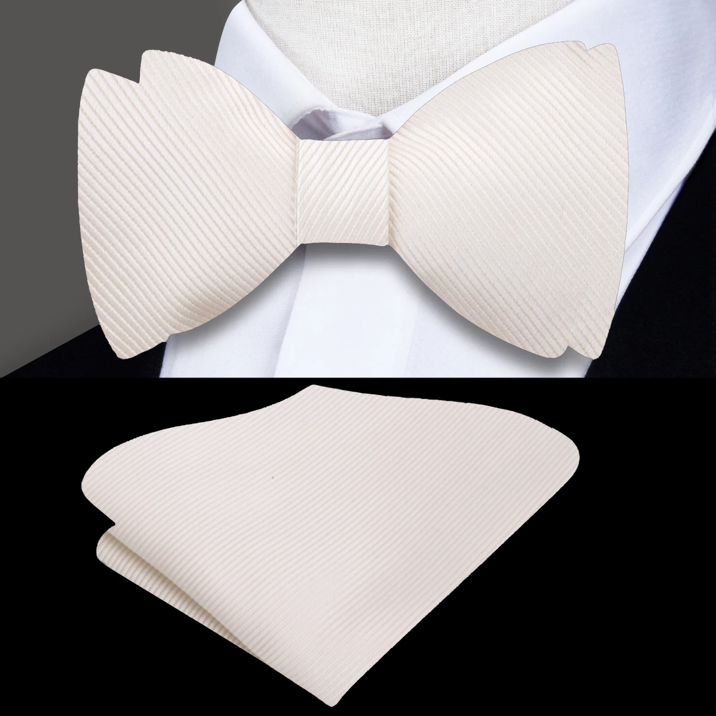 Elegant burgundy solid color bow tie paired with a crisp white shirt.