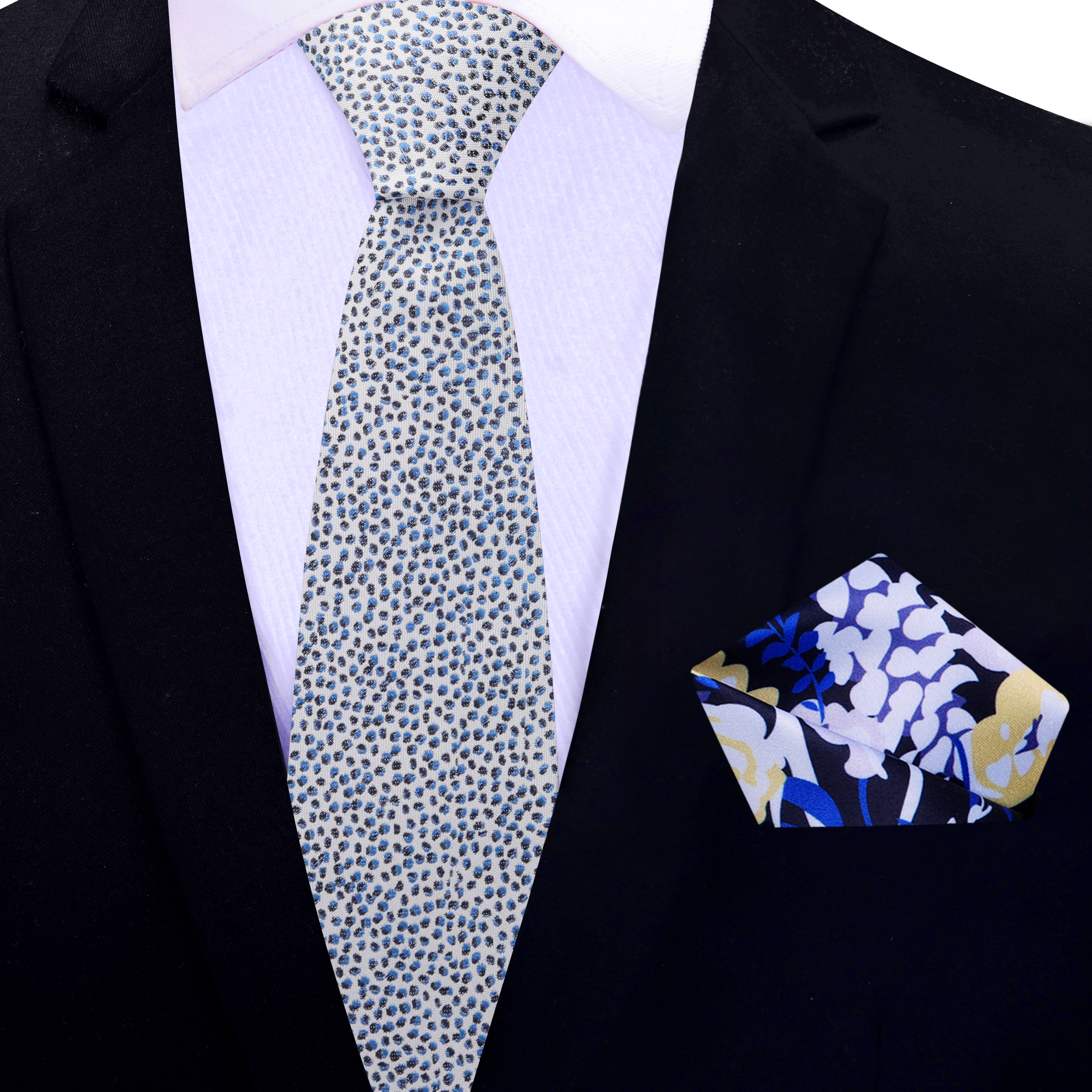 Men wearing silk tie with pebbles pattern at cocktail party