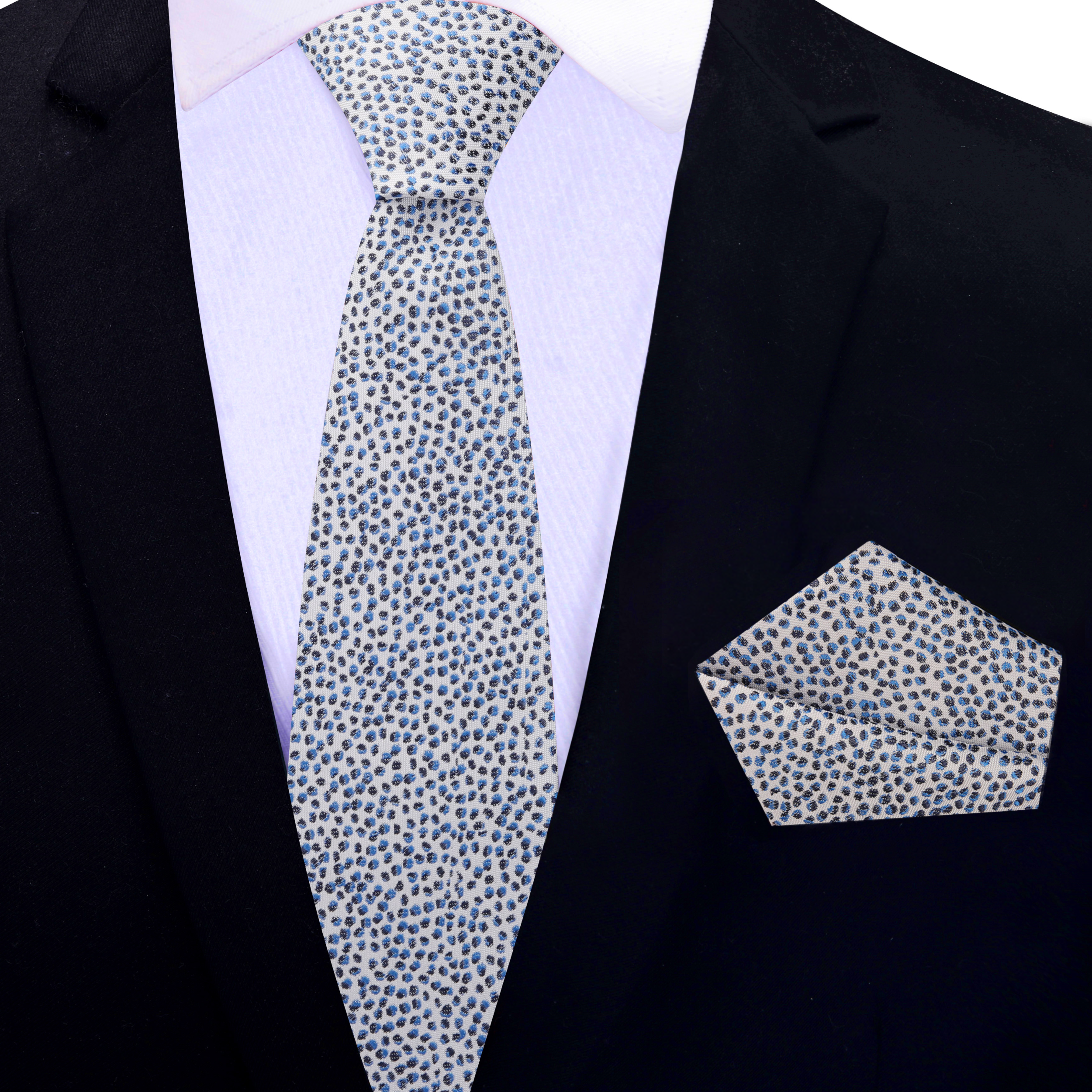 Men wearing silk tie with pebbles pattern at cocktail party