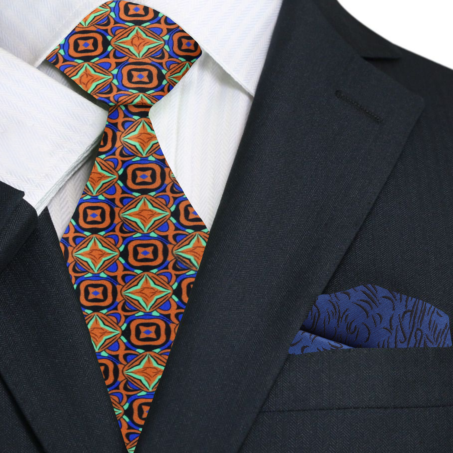 Casual look with Spooky Chic Halloween necktie paired with a black dress shirt for a high-contrast style.