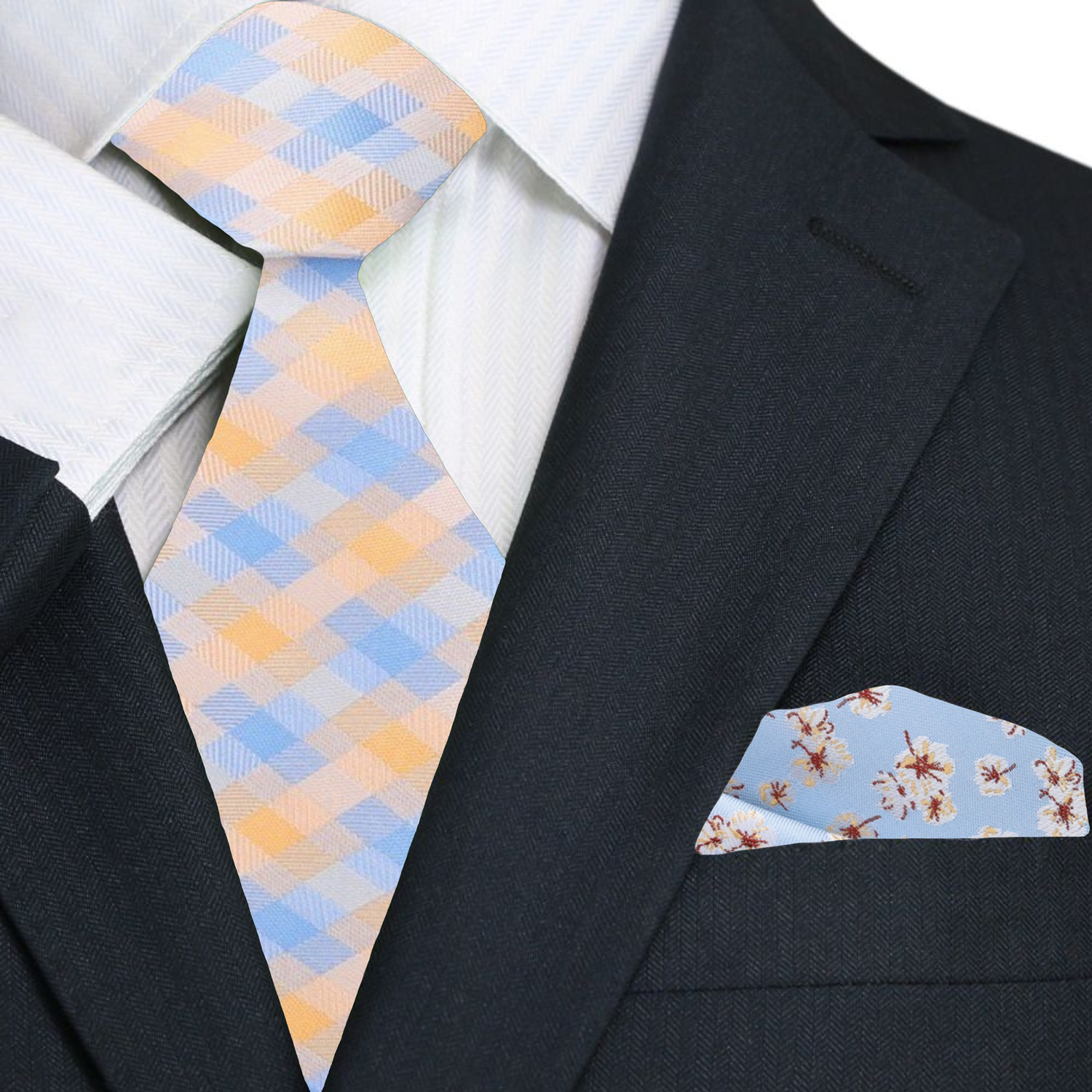Man wearing stylish silk tie with geometric pattern for business or casual occasion