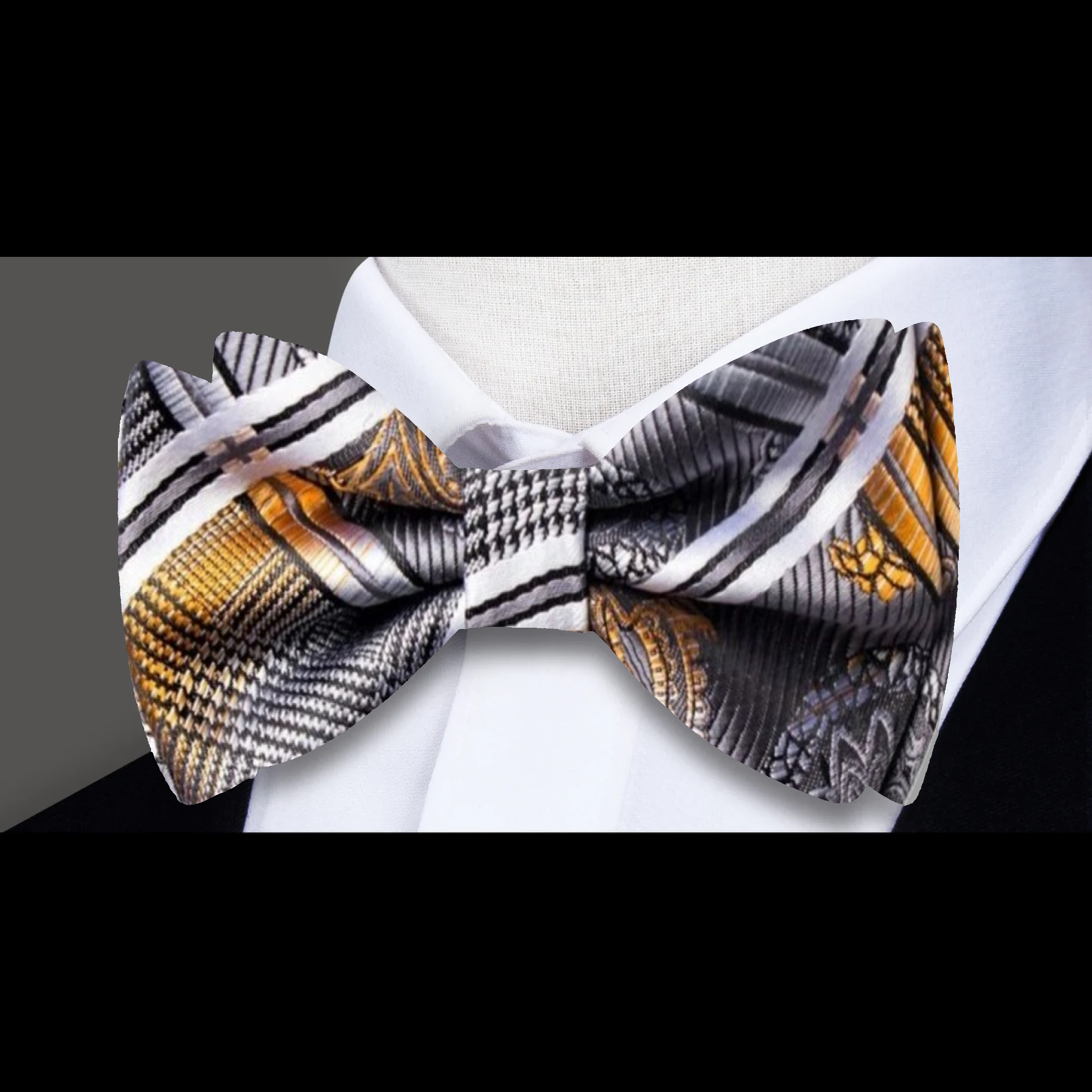 Pre-tied silk bow tie with adjustable fit for comfort and style
