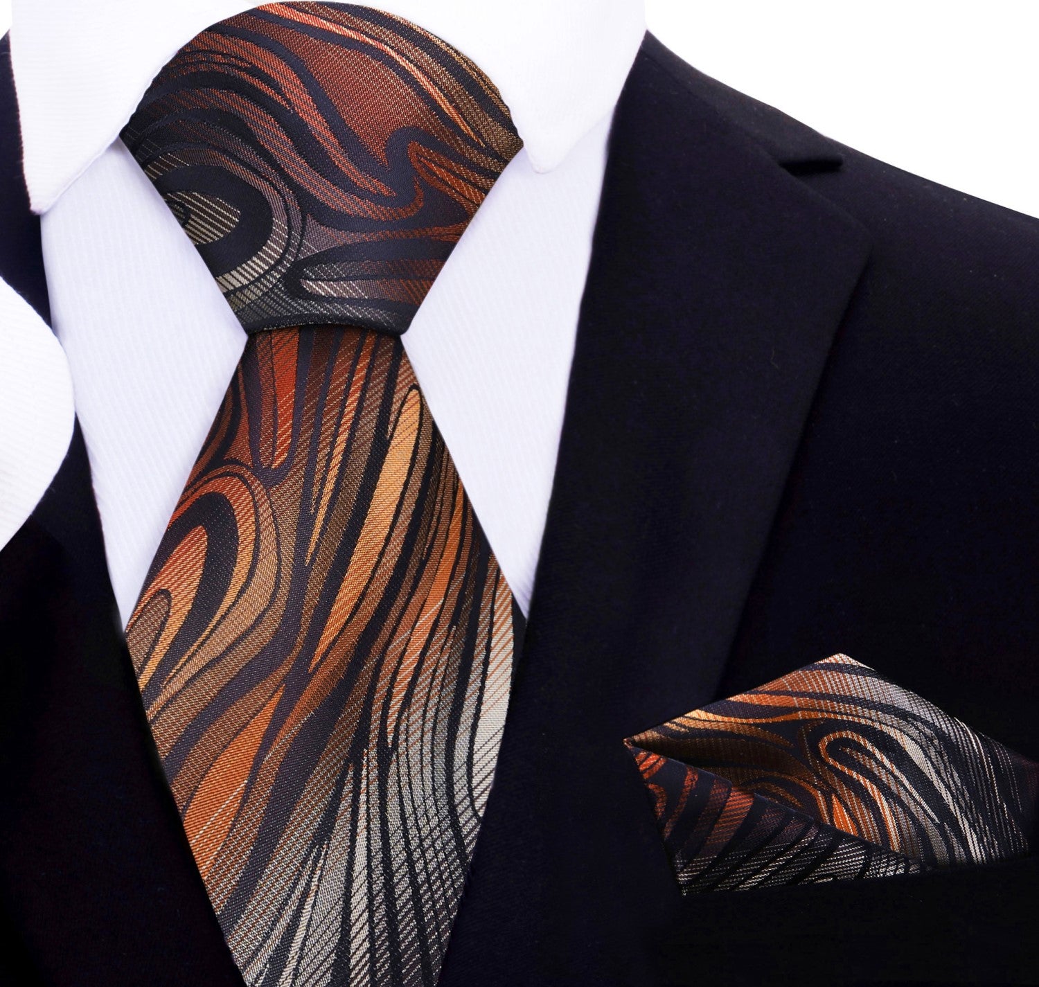 Flat-lay of modern abstract tie for formal events with bold colors