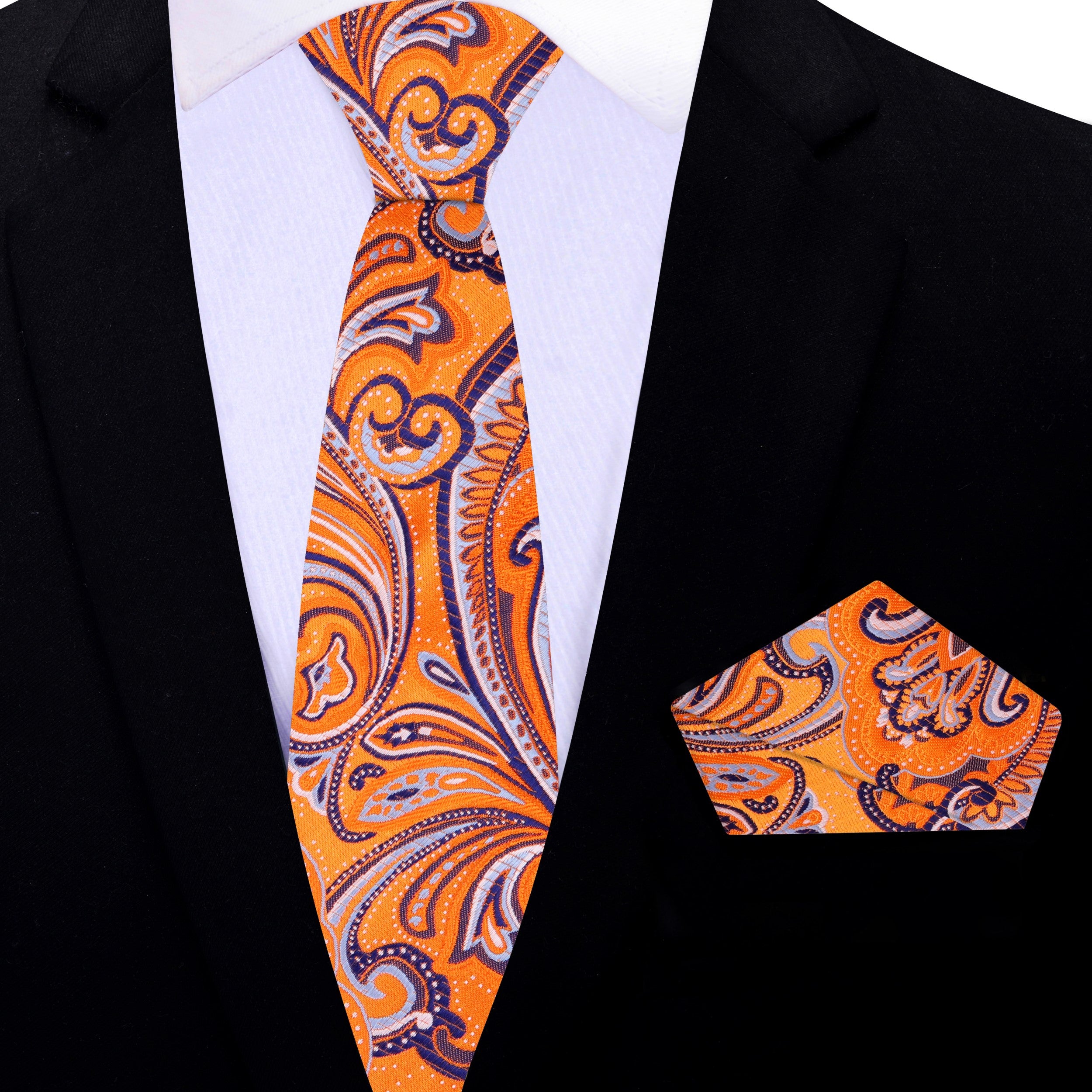 Mens formal silk tie for galas in bright orange and purple hues