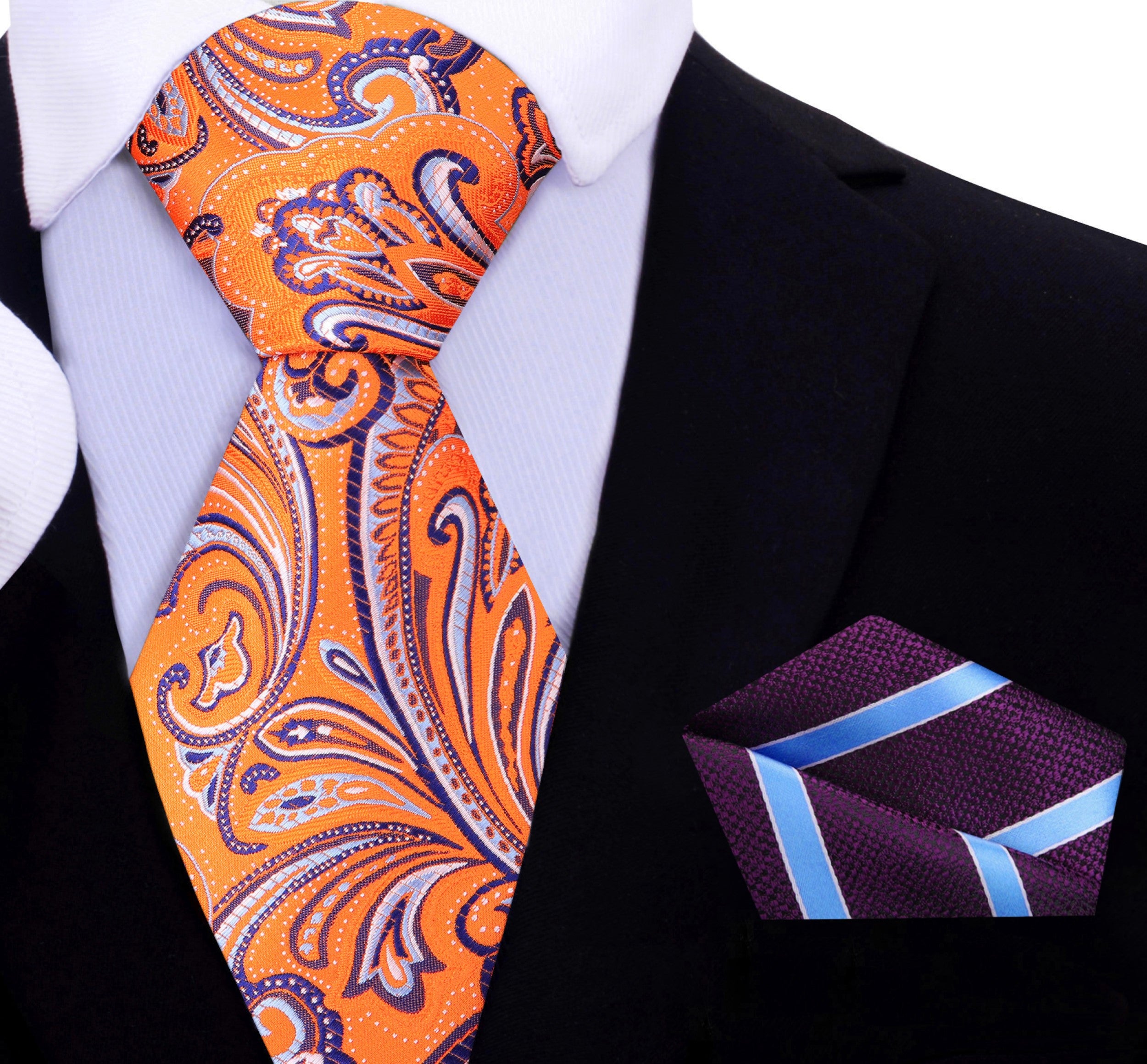 Elegant paisley tie paired with a white dress shirt for a wedding