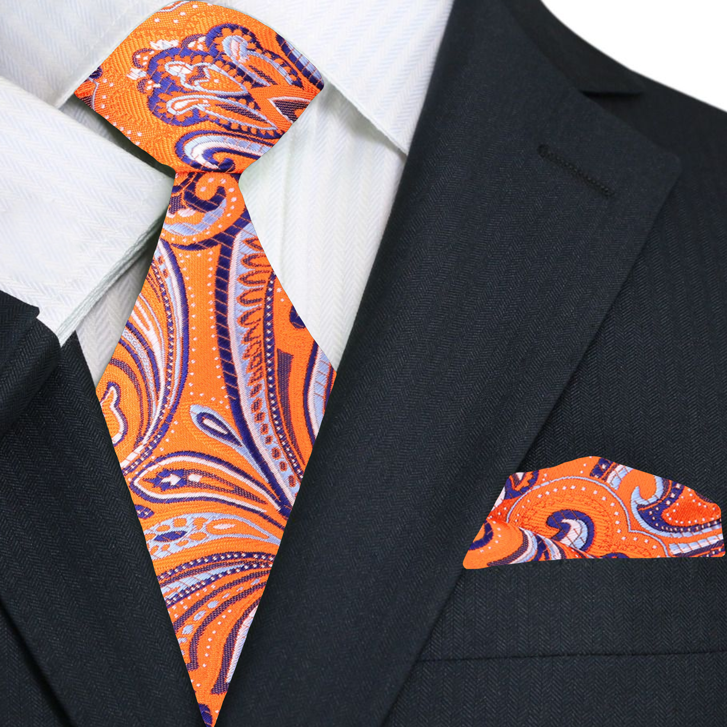 Elegant paisley tie paired with a white dress shirt for a wedding