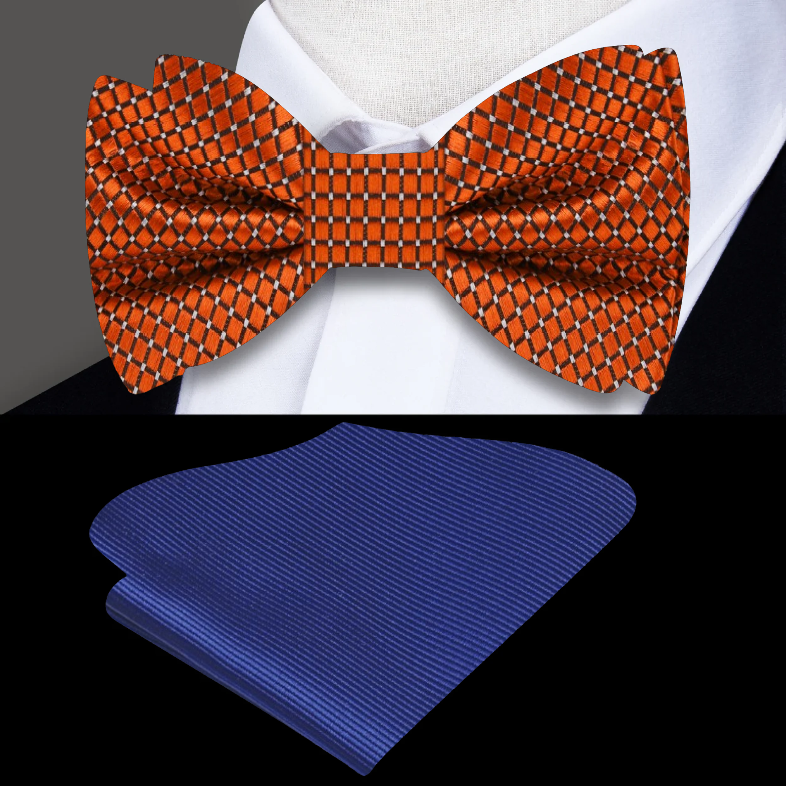Copper orange bow tie in a professional setting, perfect for business events.