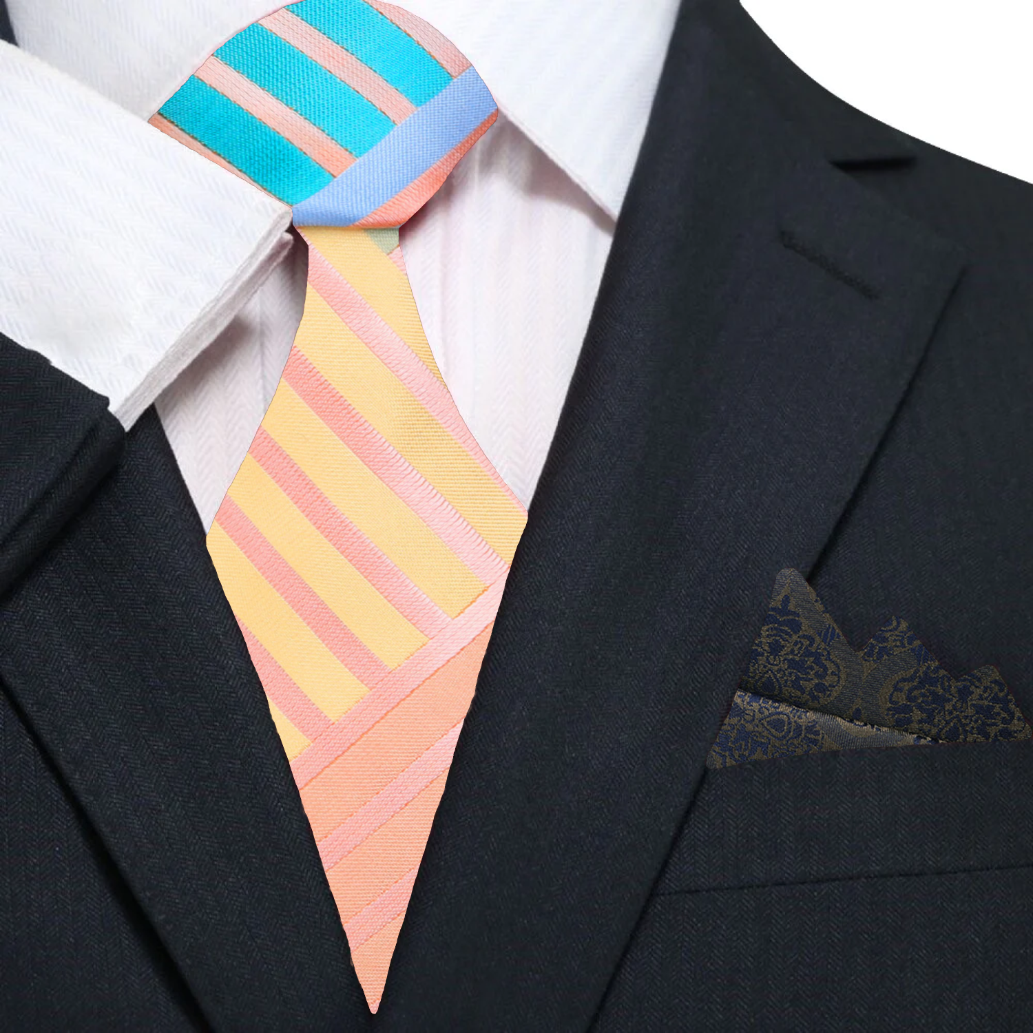 Vivid abstract silk necktie with colorful geometric pattern for men's fashion