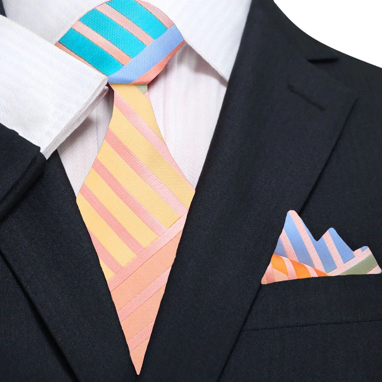 Close-up of the abstract lined pattern on a luxurious silk necktie