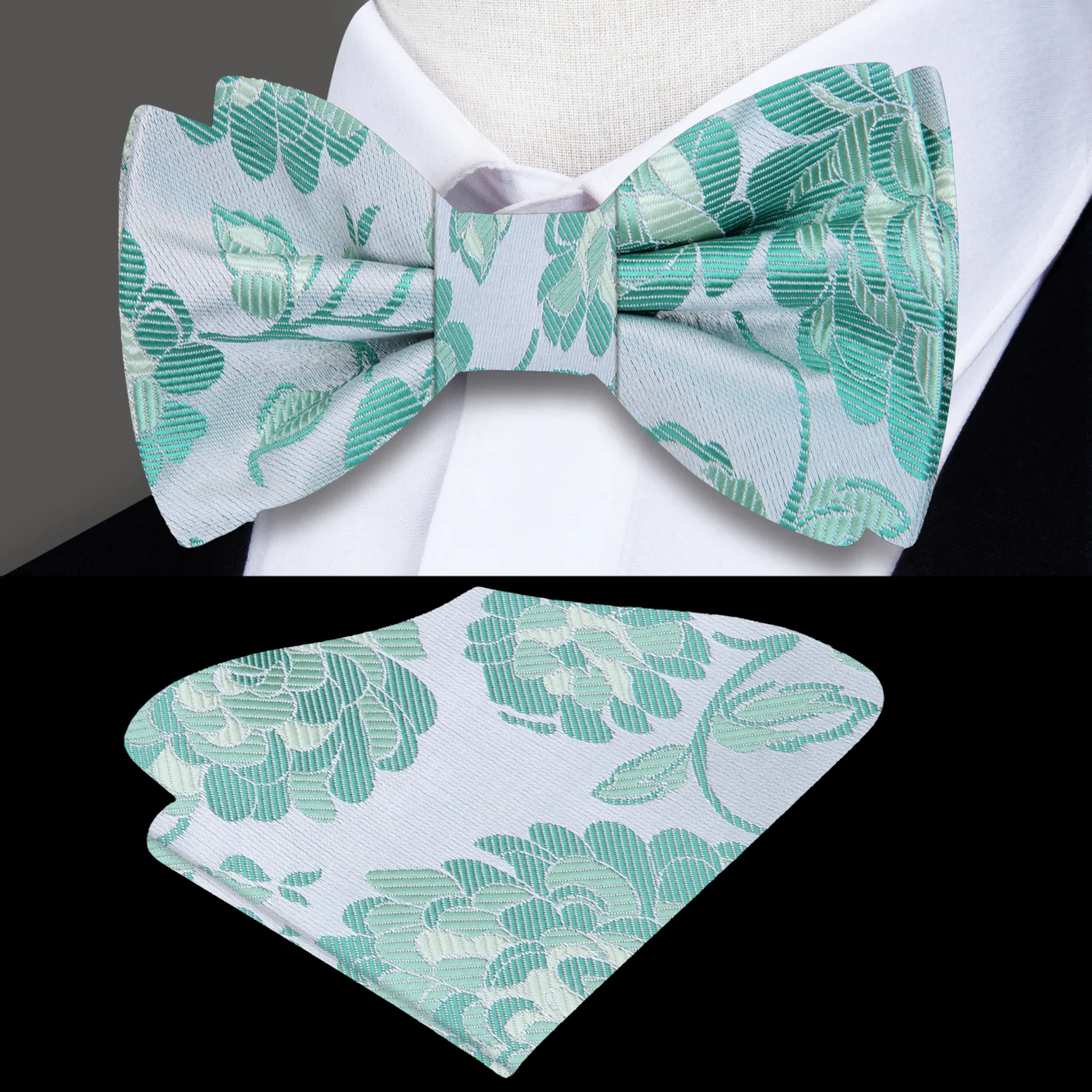 Elegant pink floral silk bow tie displayed against a soft background, showcasing its intricate pattern.