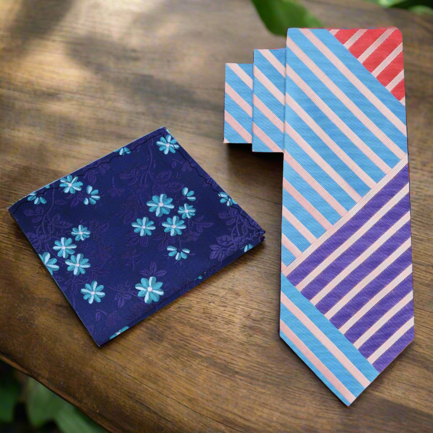 Elegant pastel dreamsicle silk necktie with intersecting lines, ideal for weddings and formal occasions