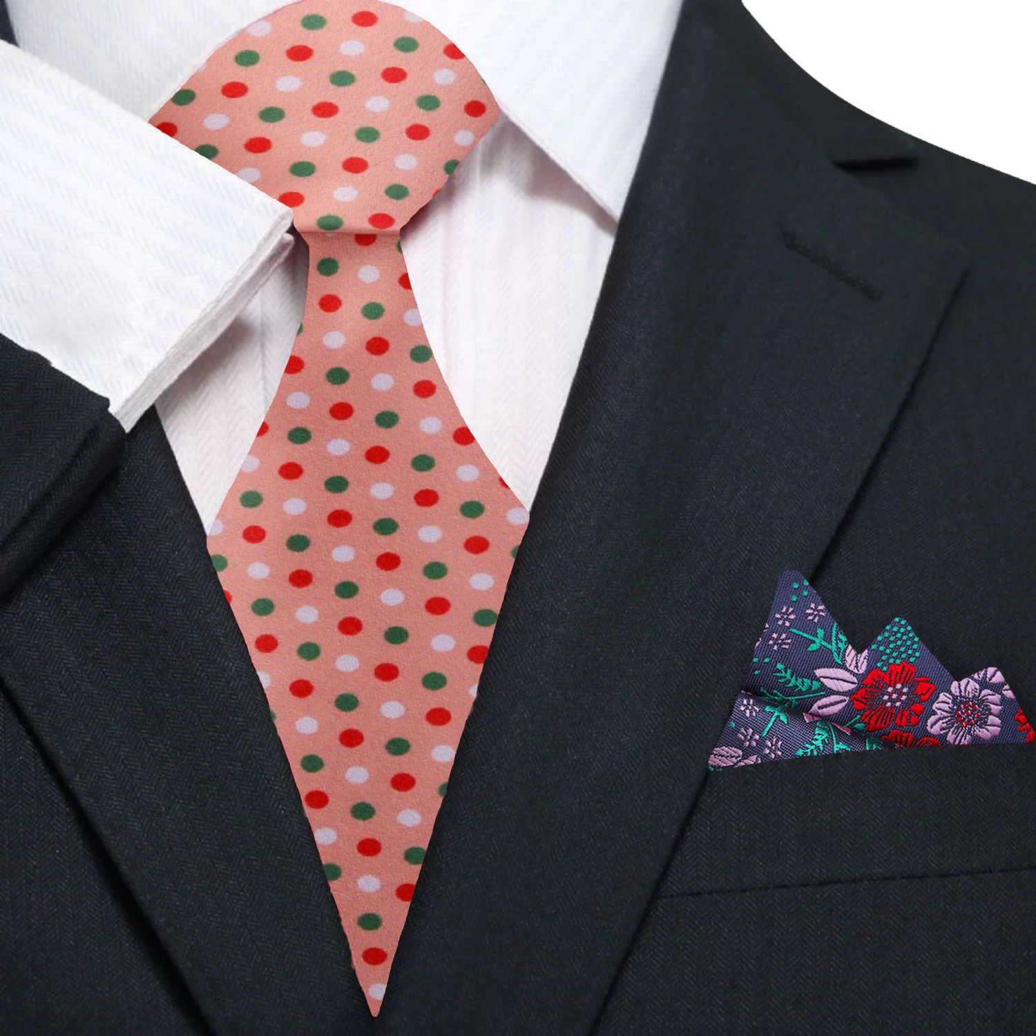 Man wearing a festive necktie with holiday suit for Christmas party