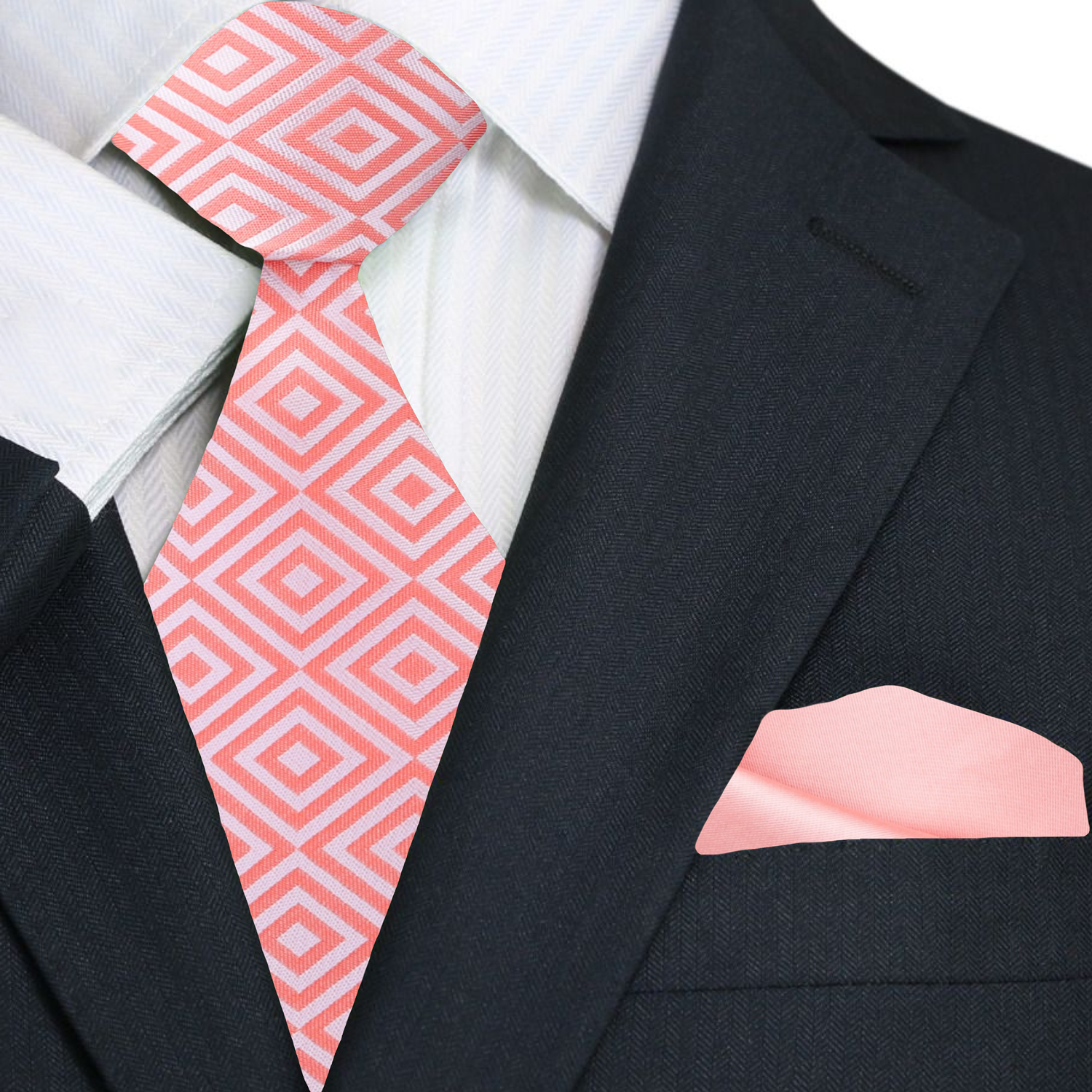 Wearing the geometric silk necktie with a light grey suit for a professional look