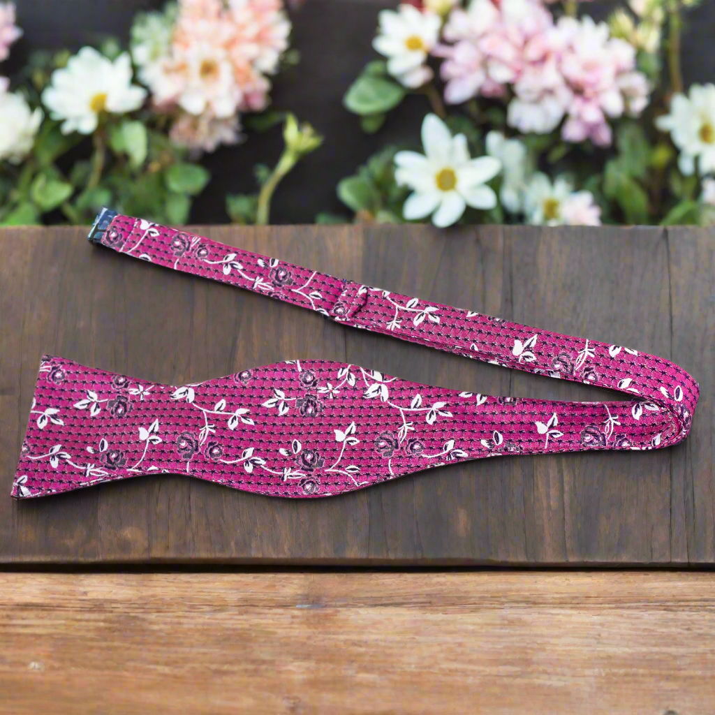 Front view of Blossom Floral Self-Tie Bow Tie in vibrant colors for formal occasions