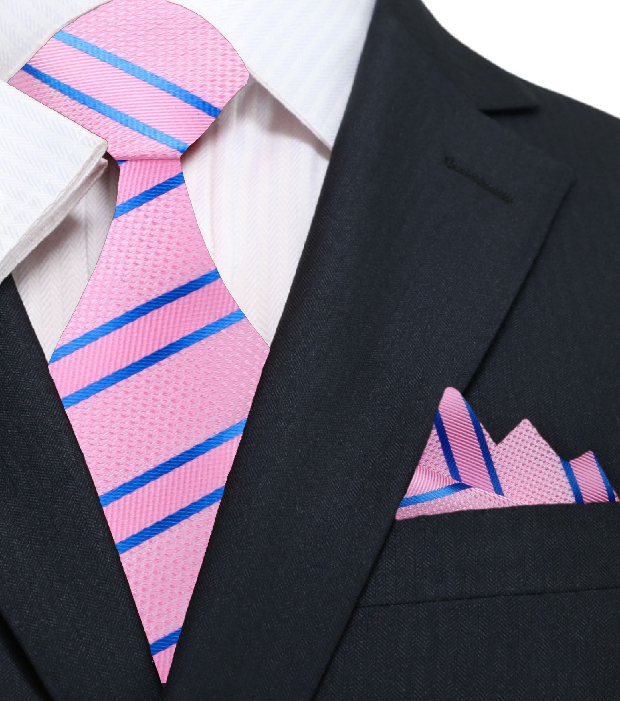 Man wearing the striped silk tie with a navy suit at a formal event