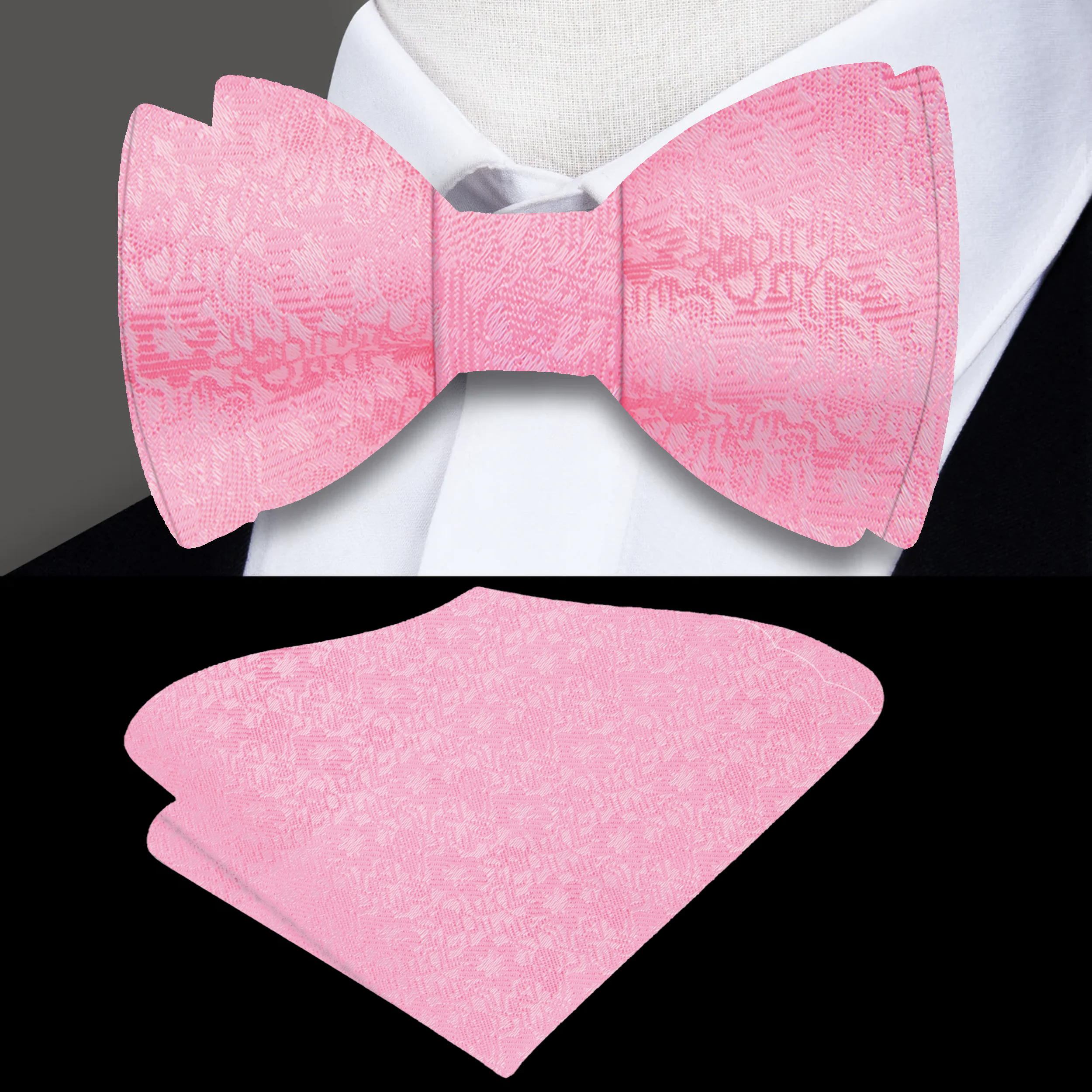 Front view of a gold textured silk bow tie, ideal for weddings and formal occasions.
