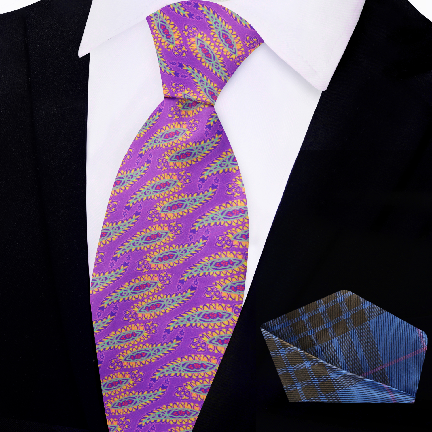 Silk necktie with playful jalapeño paisley design, perfect for casual celebrations