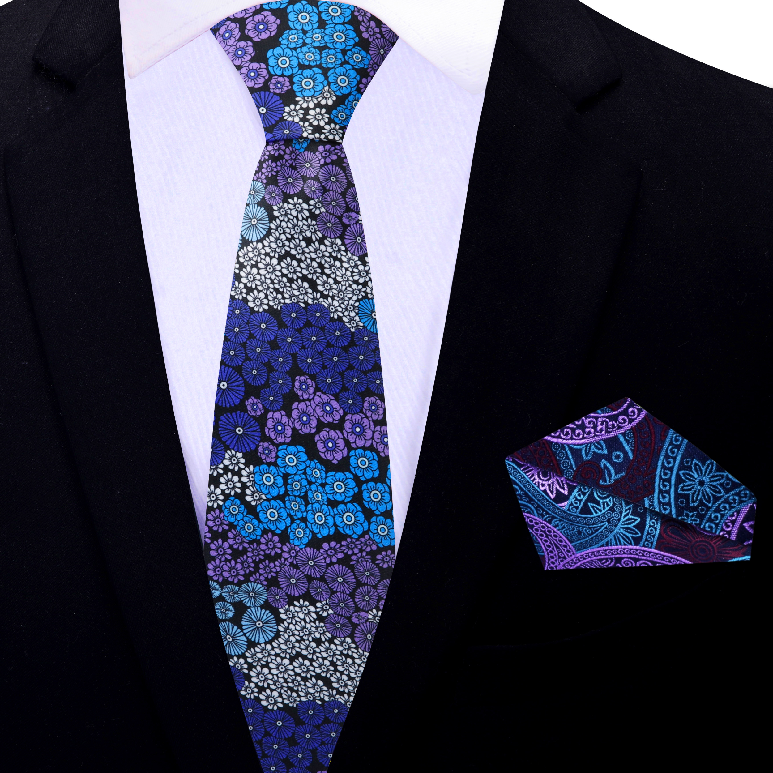 Close-up of silk fabric highlighting the vibrant floral pattern